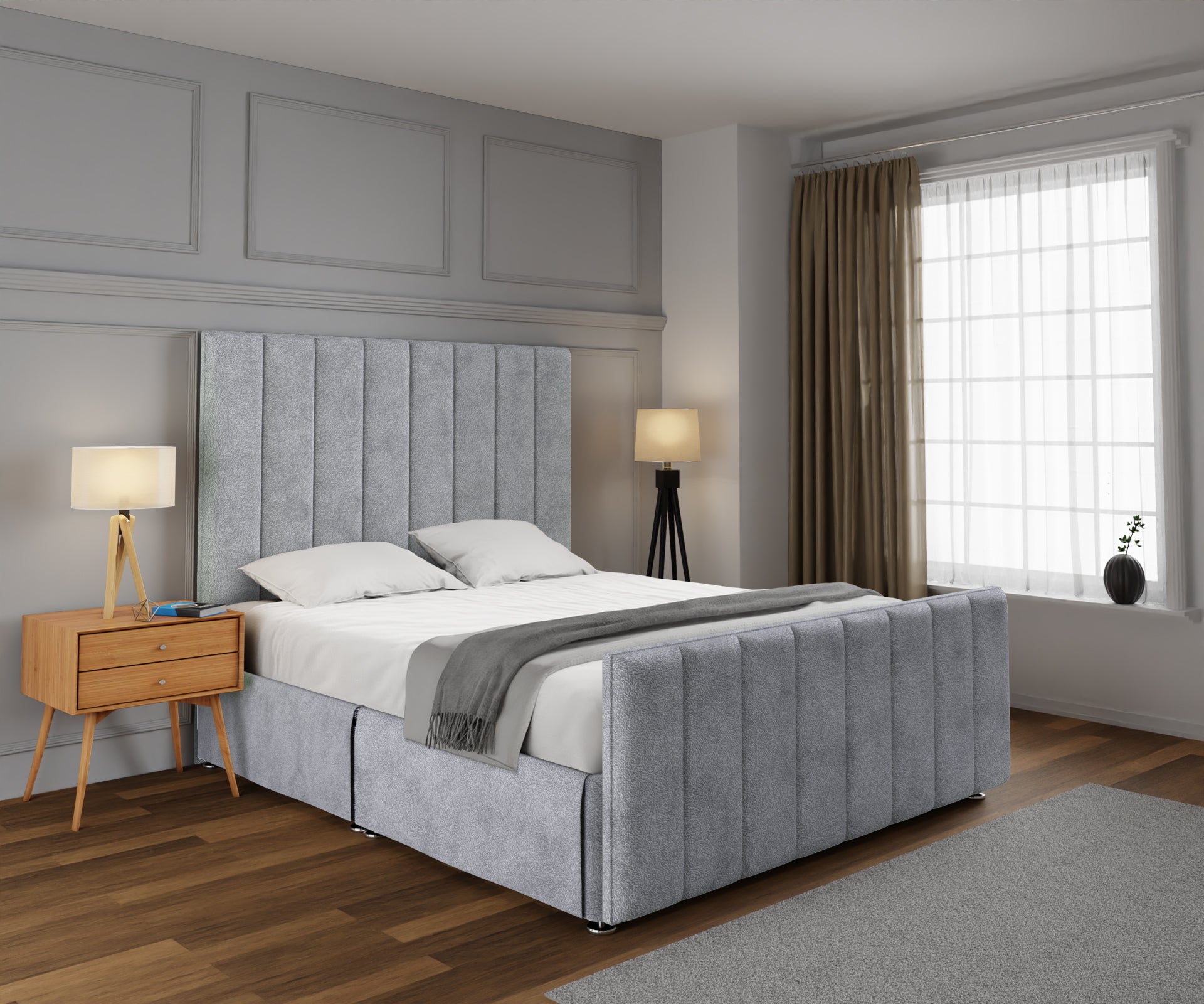 Amelia Petite Line Open Storage Bed Set With Footboard