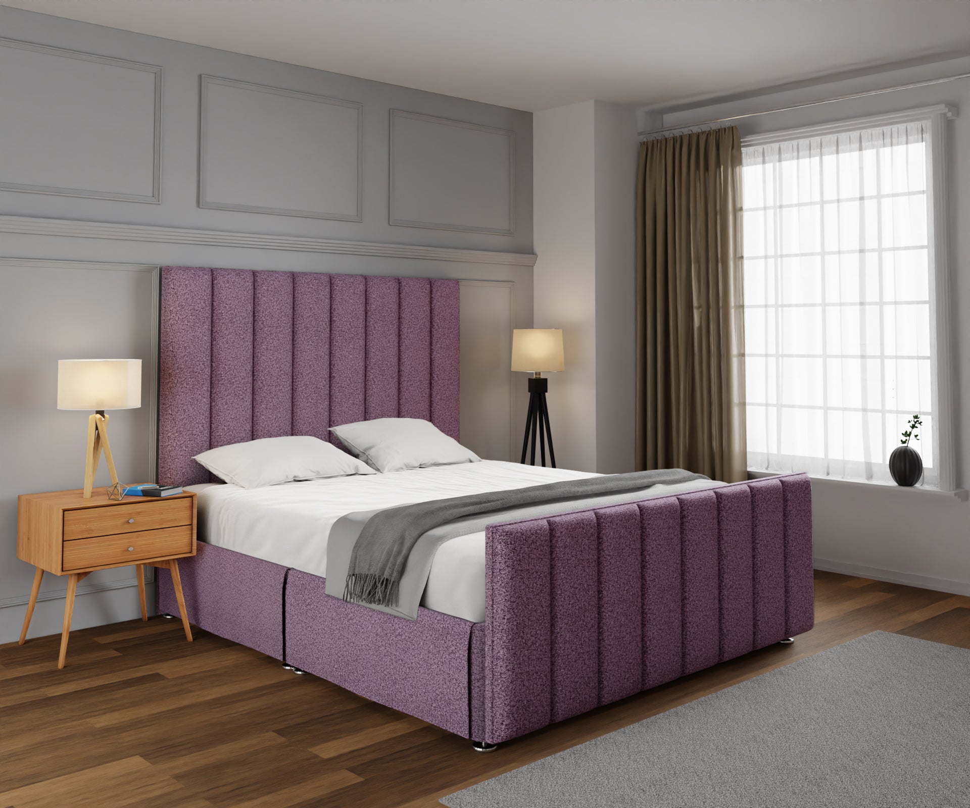 Amelia Petite Line Open Storage Bed Set With Footboard