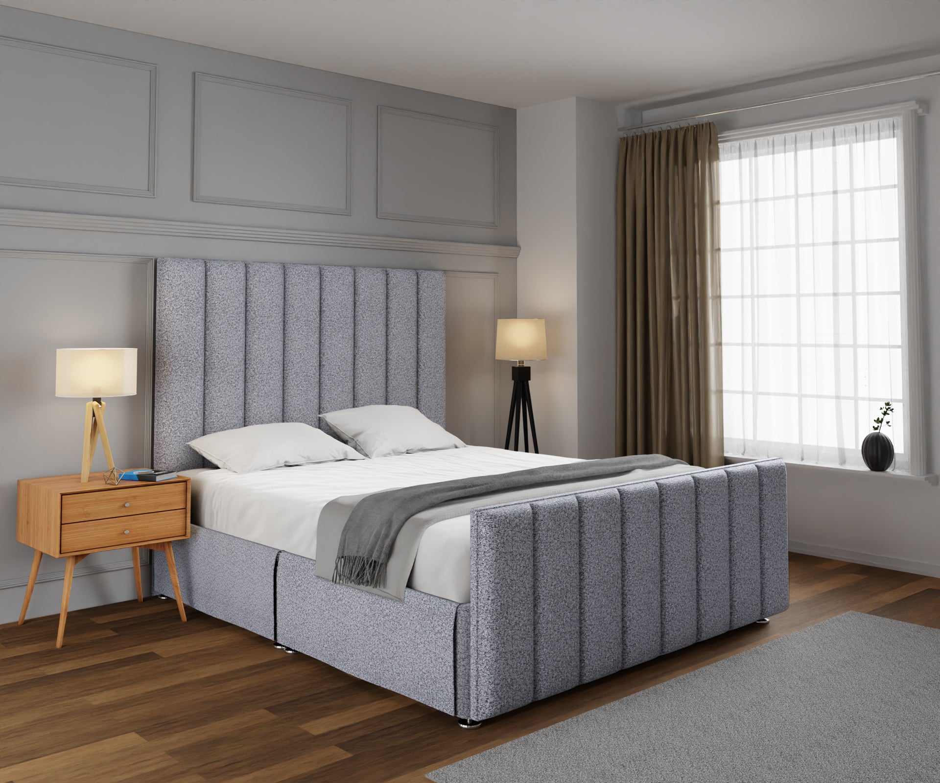 Amelia Petite Line Open Storage Bed Set With Footboard