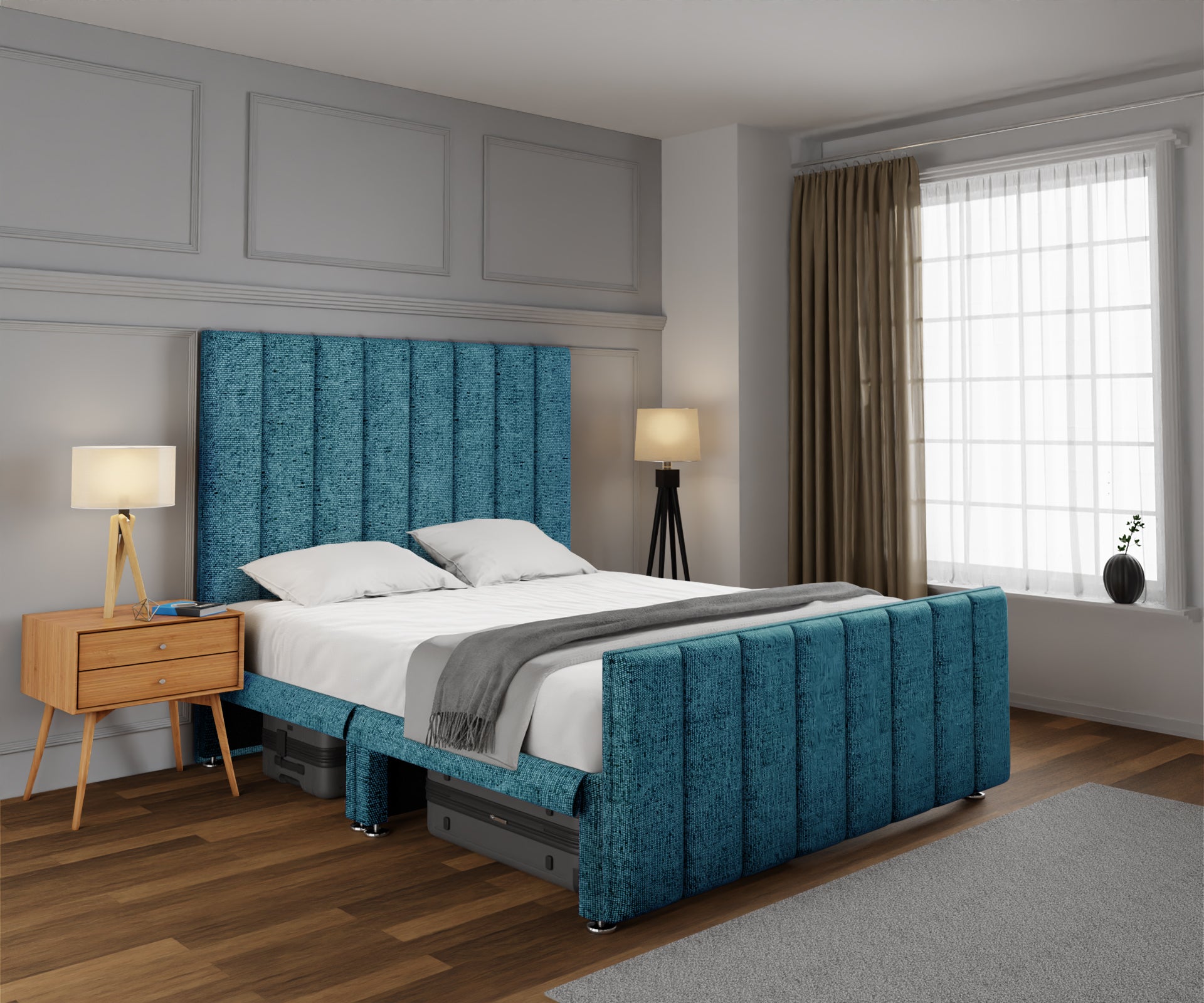Amelia Petite Line Open Storage Bed Set With Footboard
