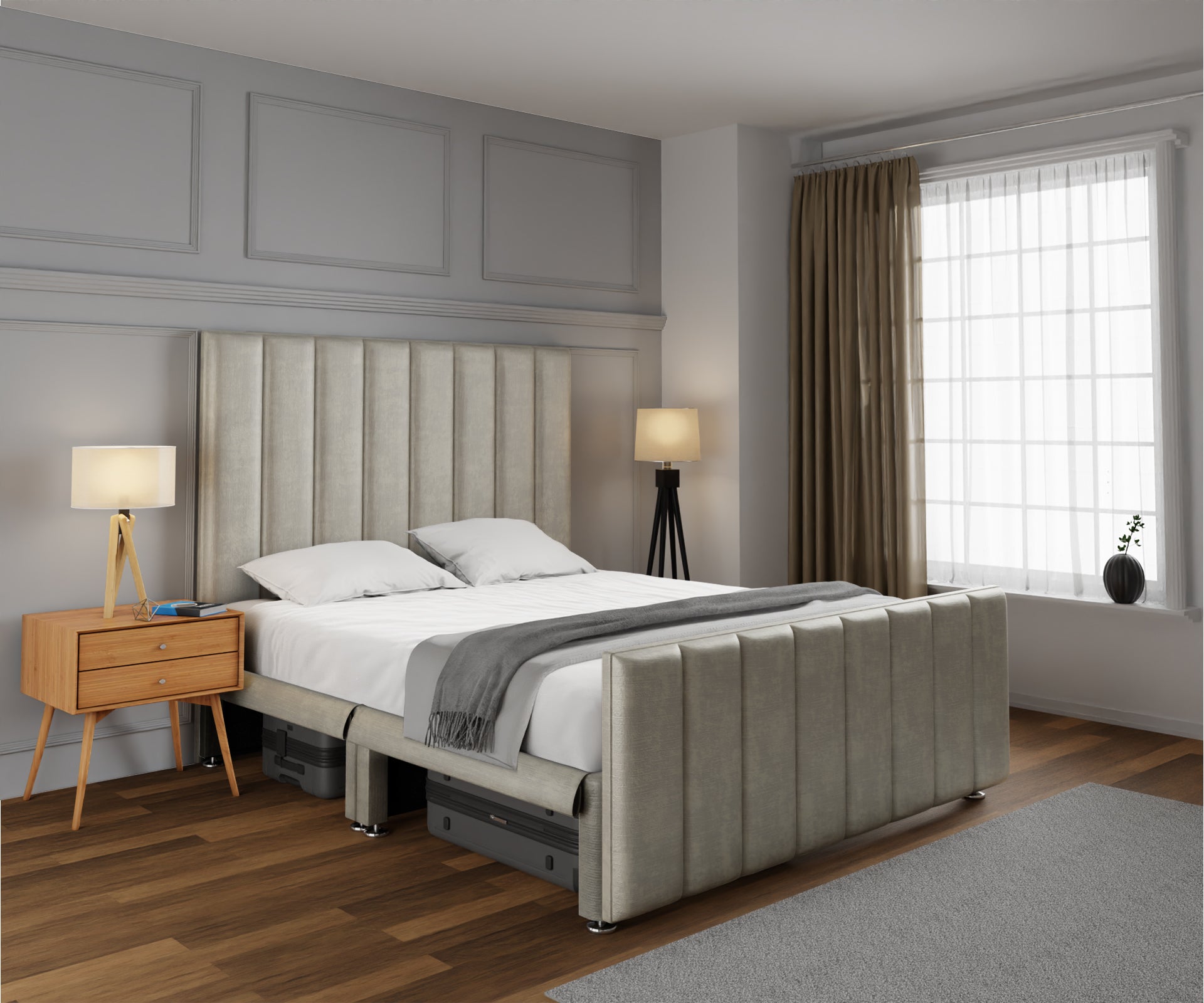 Amelia Petite Line Open Storage Bed Set With Footboard