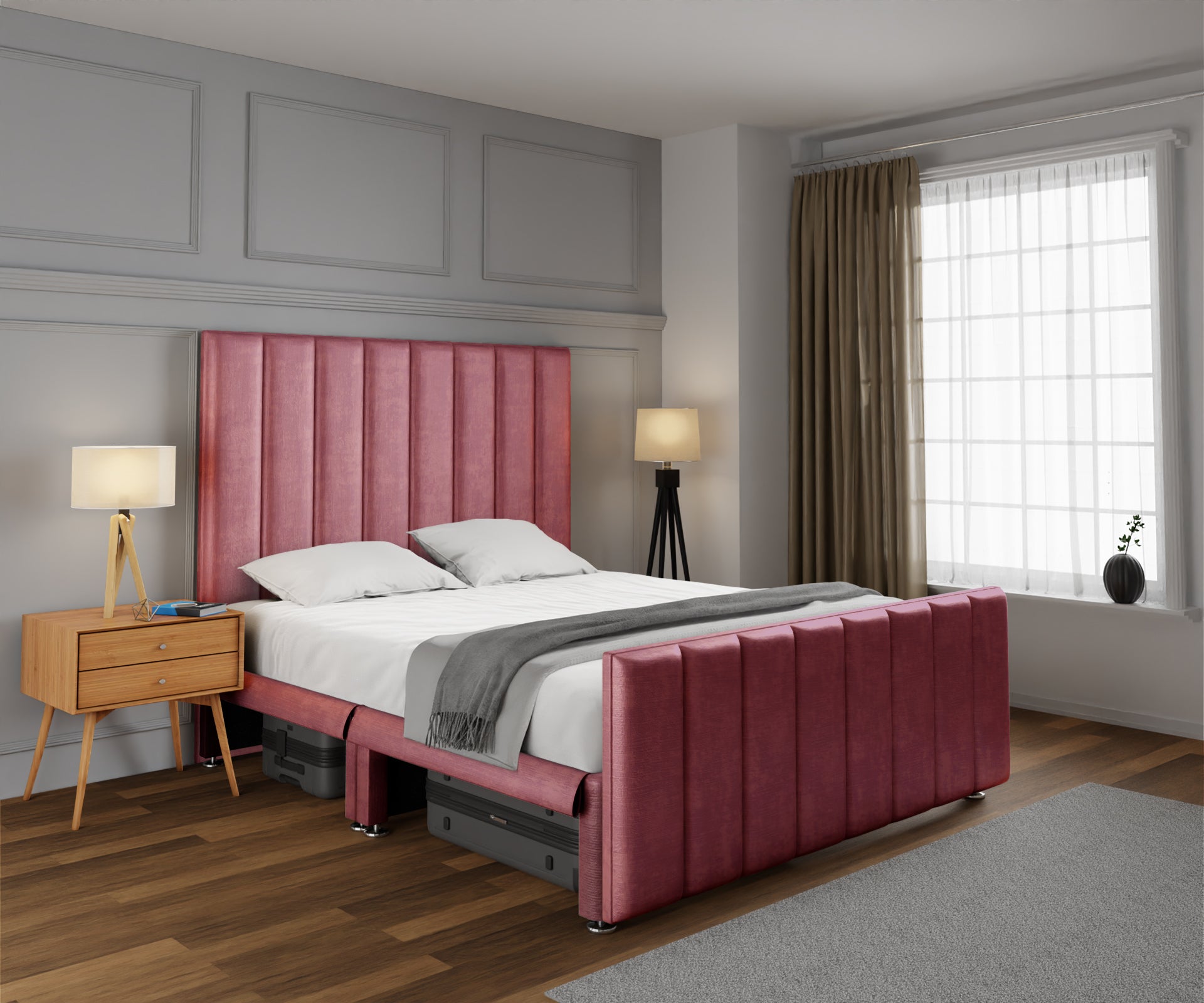Amelia Petite Line Open Storage Bed Set With Footboard