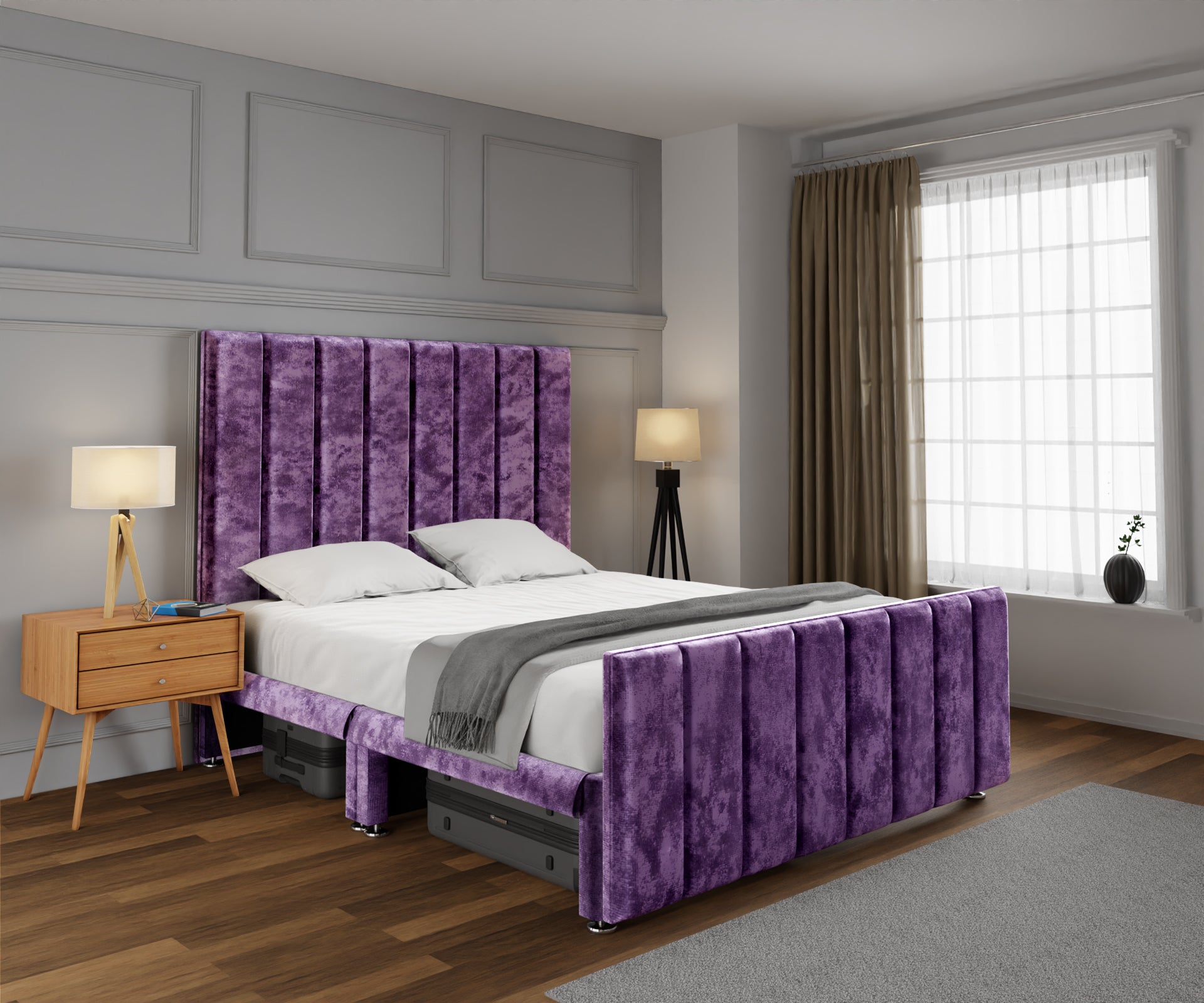 Amelia Petite Line Open Storage Bed Set With Footboard