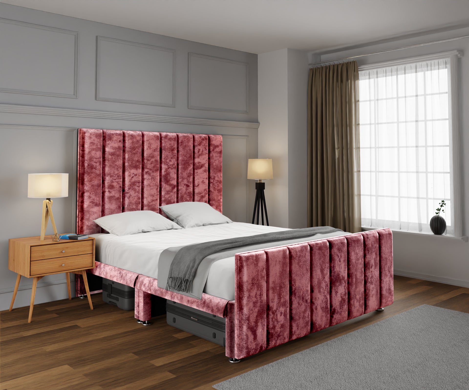 Amelia Petite Line Open Storage Bed Set With Footboard