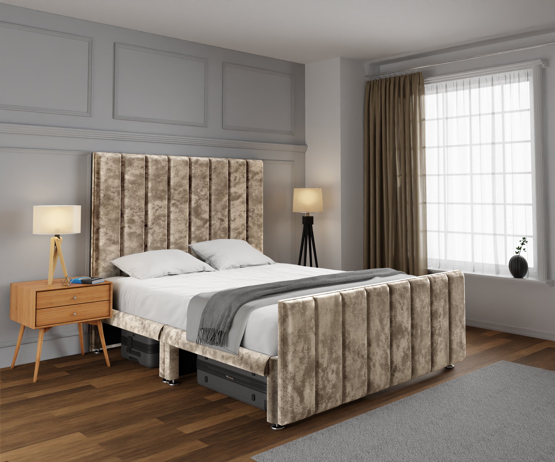 Amelia Petite Line Open Storage Bed Set With Footboard