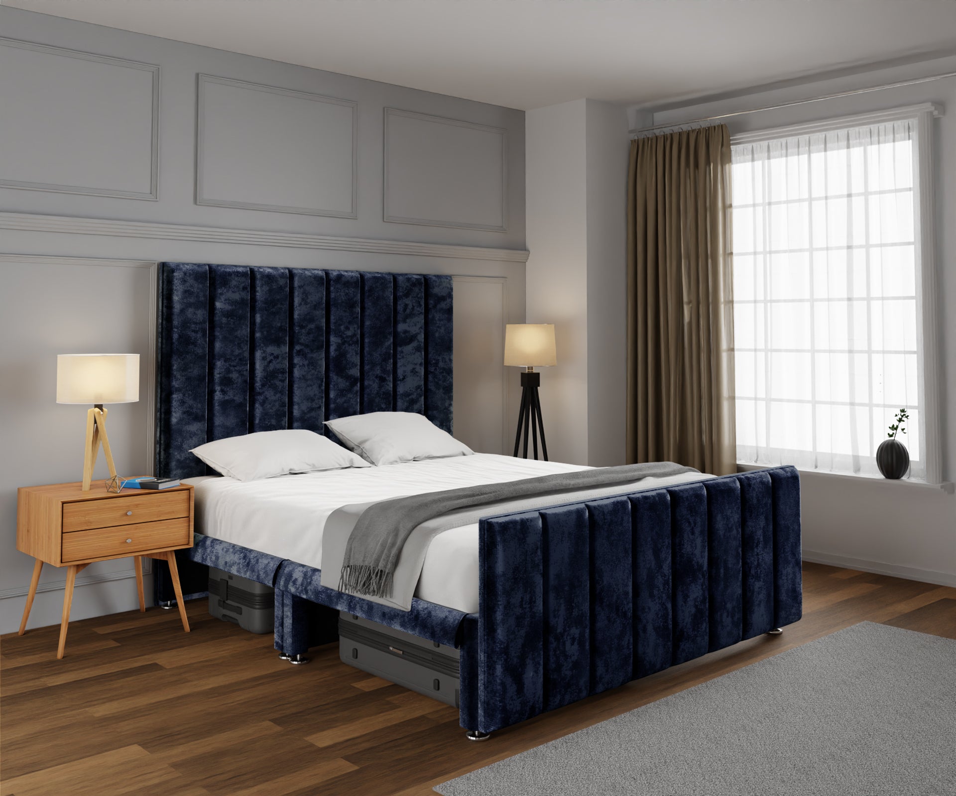 Amelia Petite Line Open Storage Bed Set With Footboard