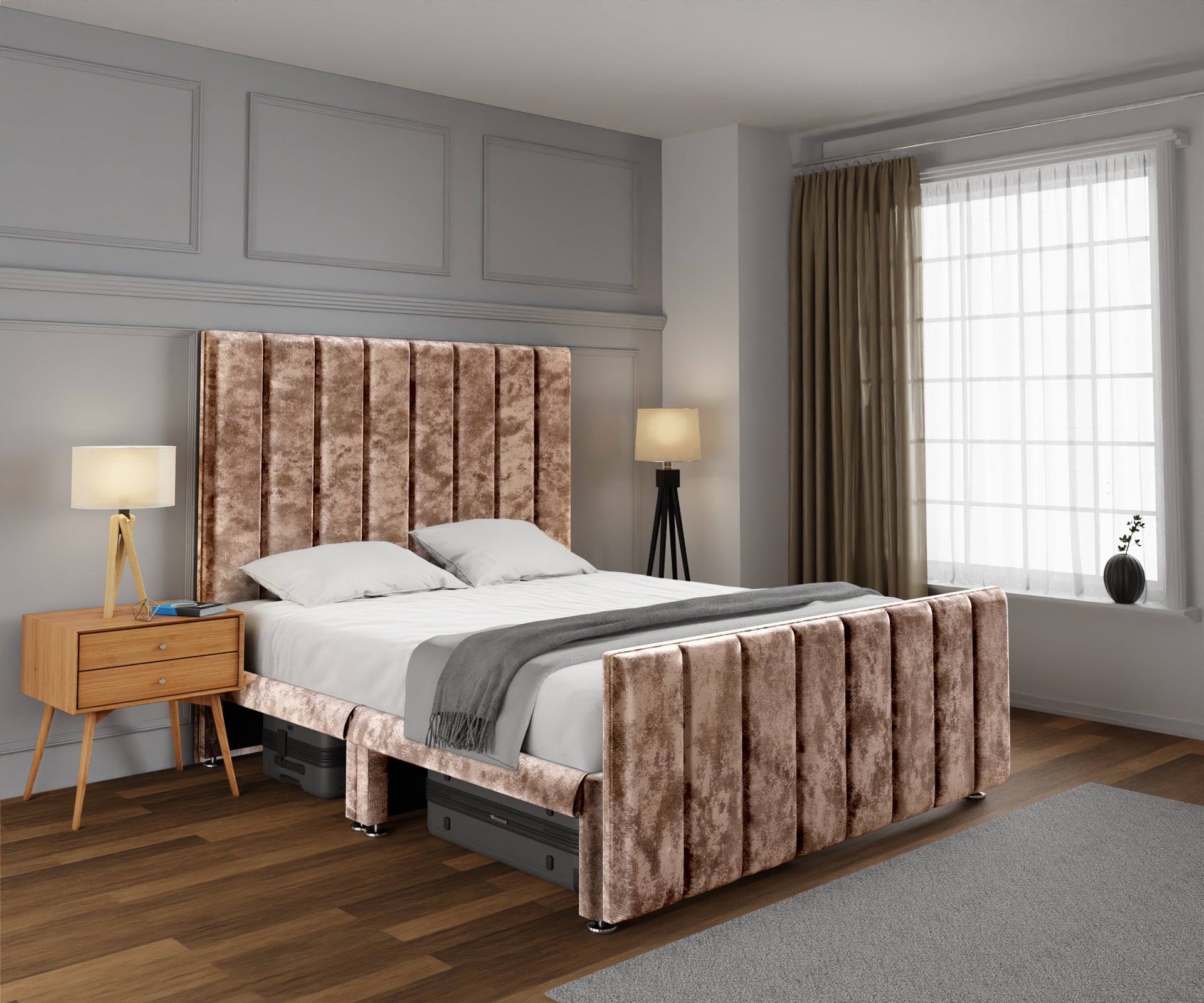 Amelia Petite Line Open Storage Bed Set With Footboard