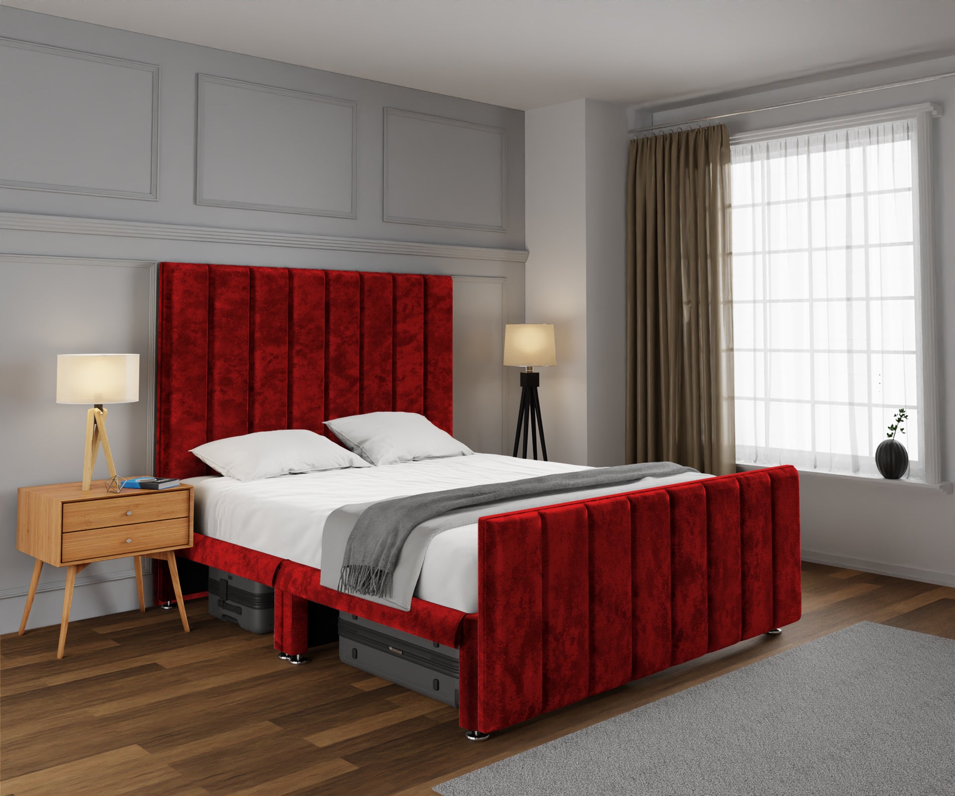 Amelia Petite Line Open Storage Bed Set With Footboard