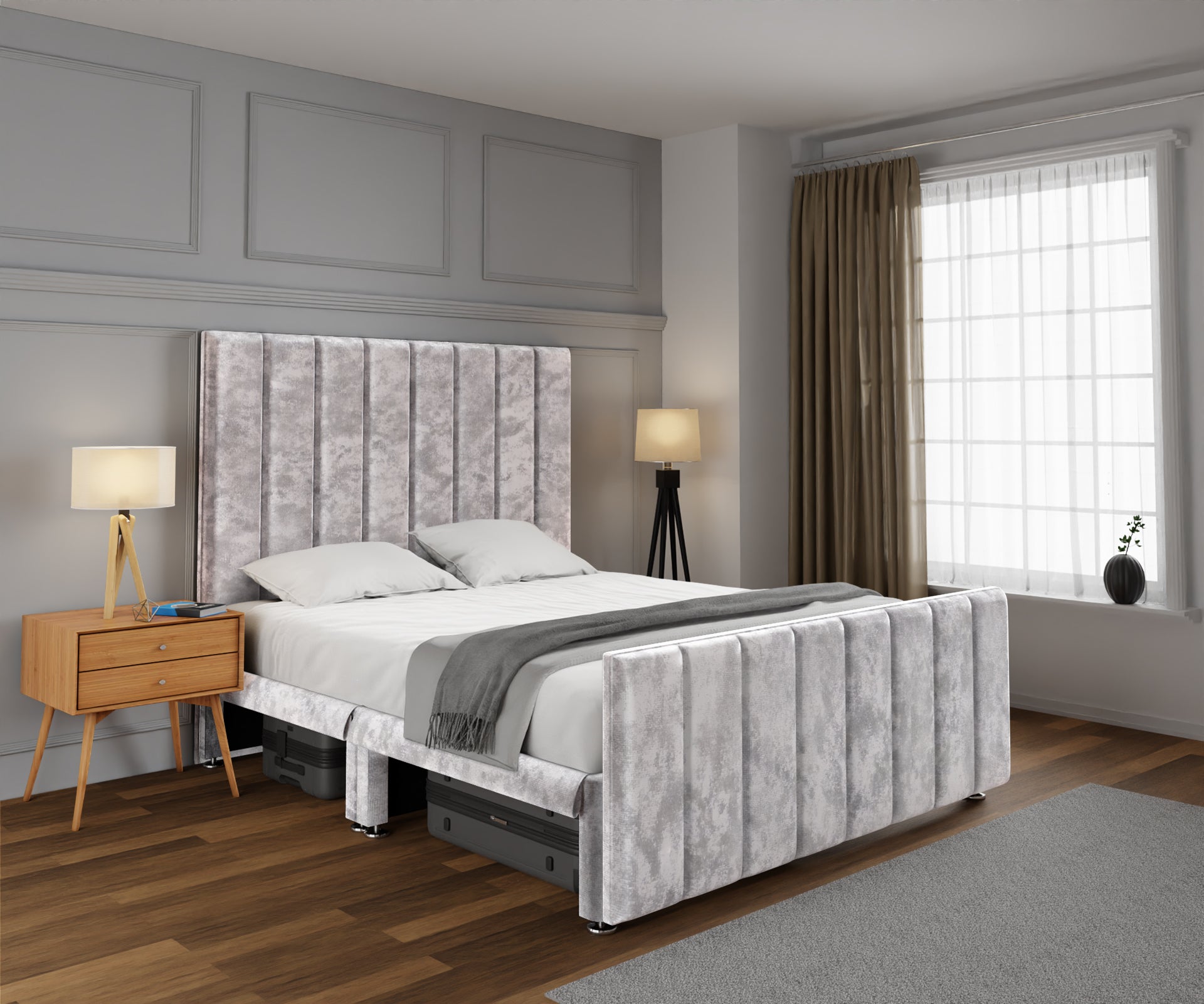 Amelia Petite Line Open Storage Bed Set With Footboard