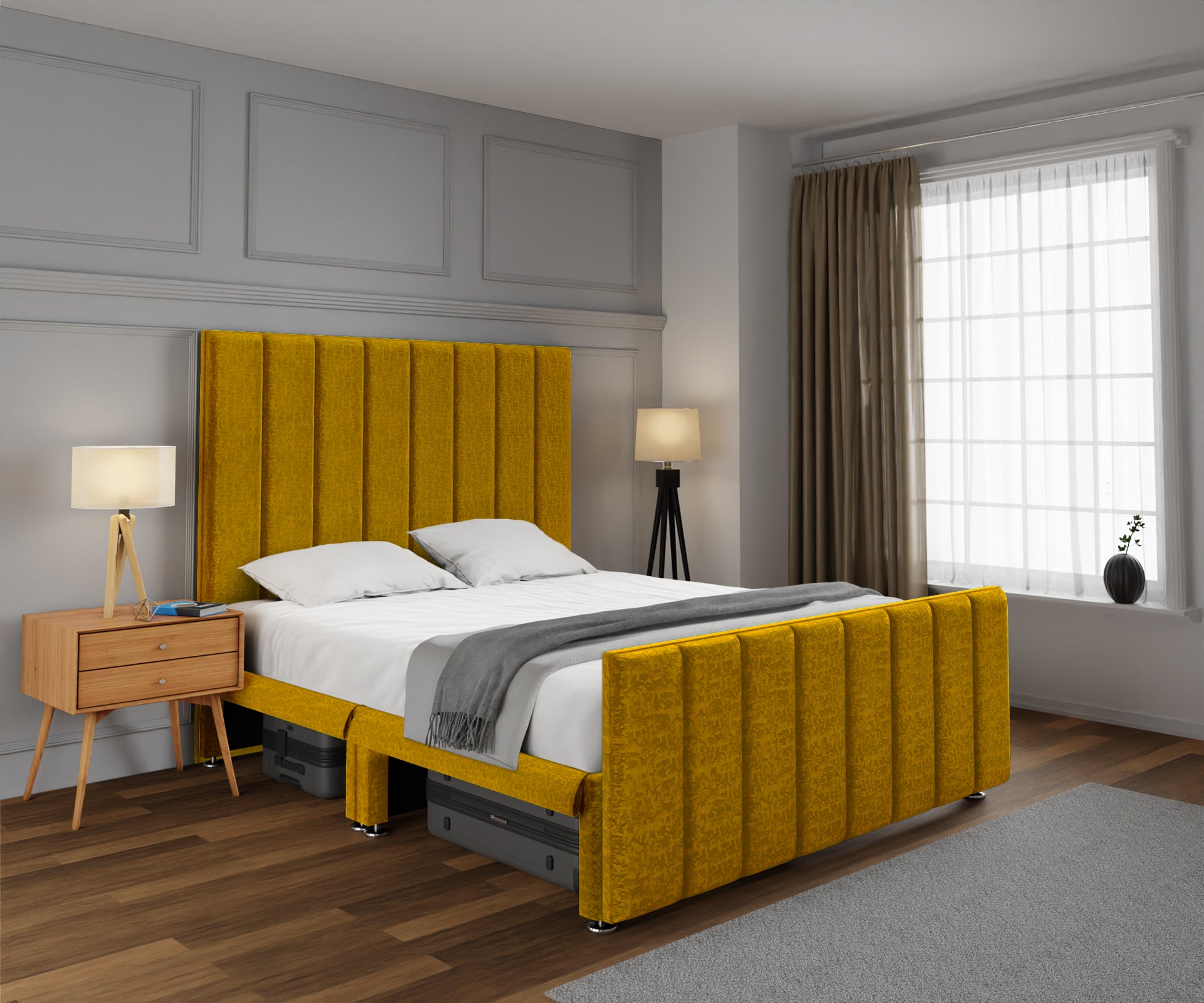 Amelia Petite Line Open Storage Bed Set With Footboard