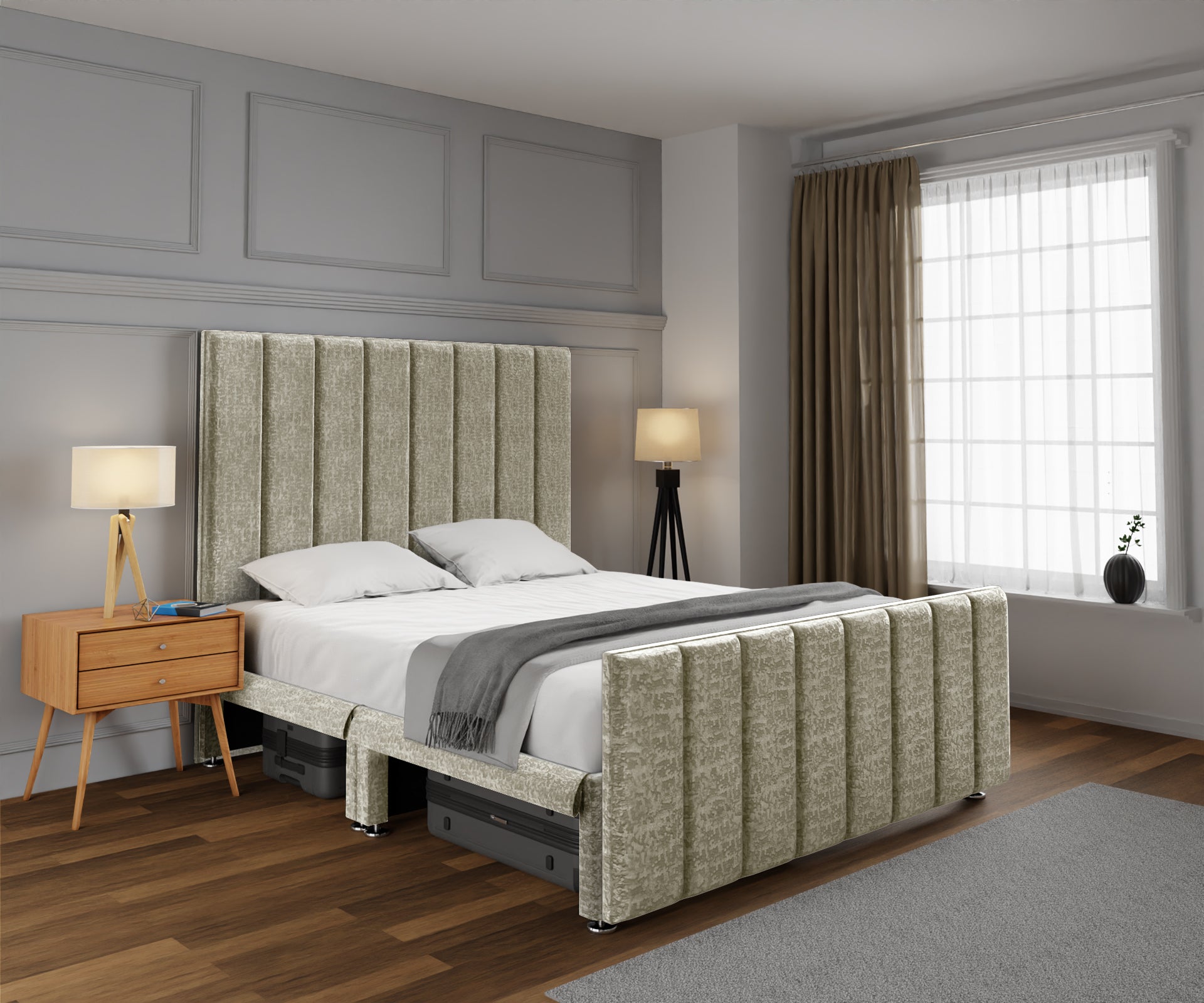 Amelia Petite Line Open Storage Bed Set With Footboard