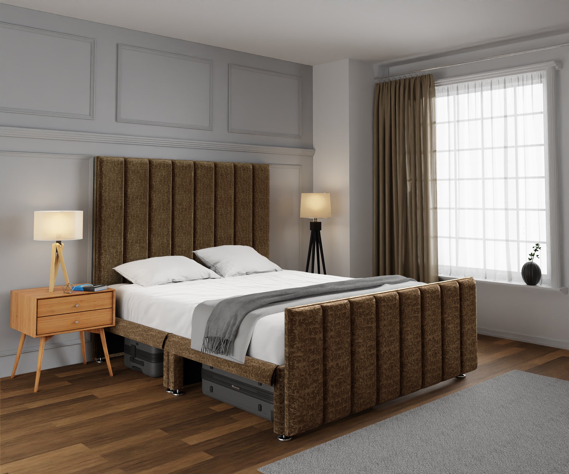 Amelia Petite Line Open Storage Bed Set With Footboard