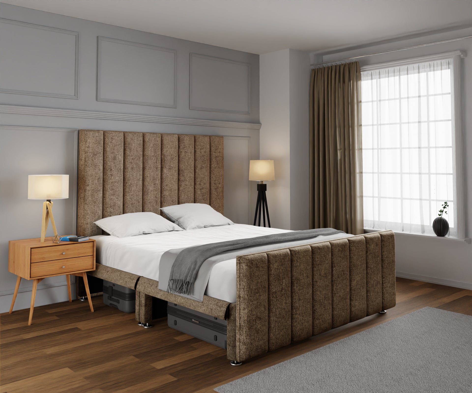 Amelia Petite Line Open Storage Bed Set With Footboard