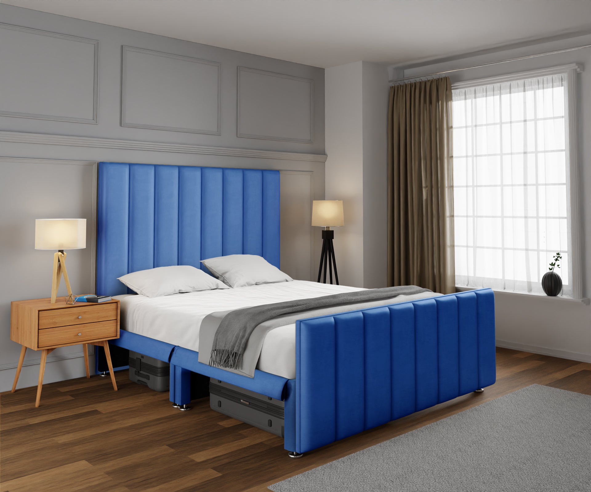 Amelia Petite Line Open Storage Bed Set With Footboard