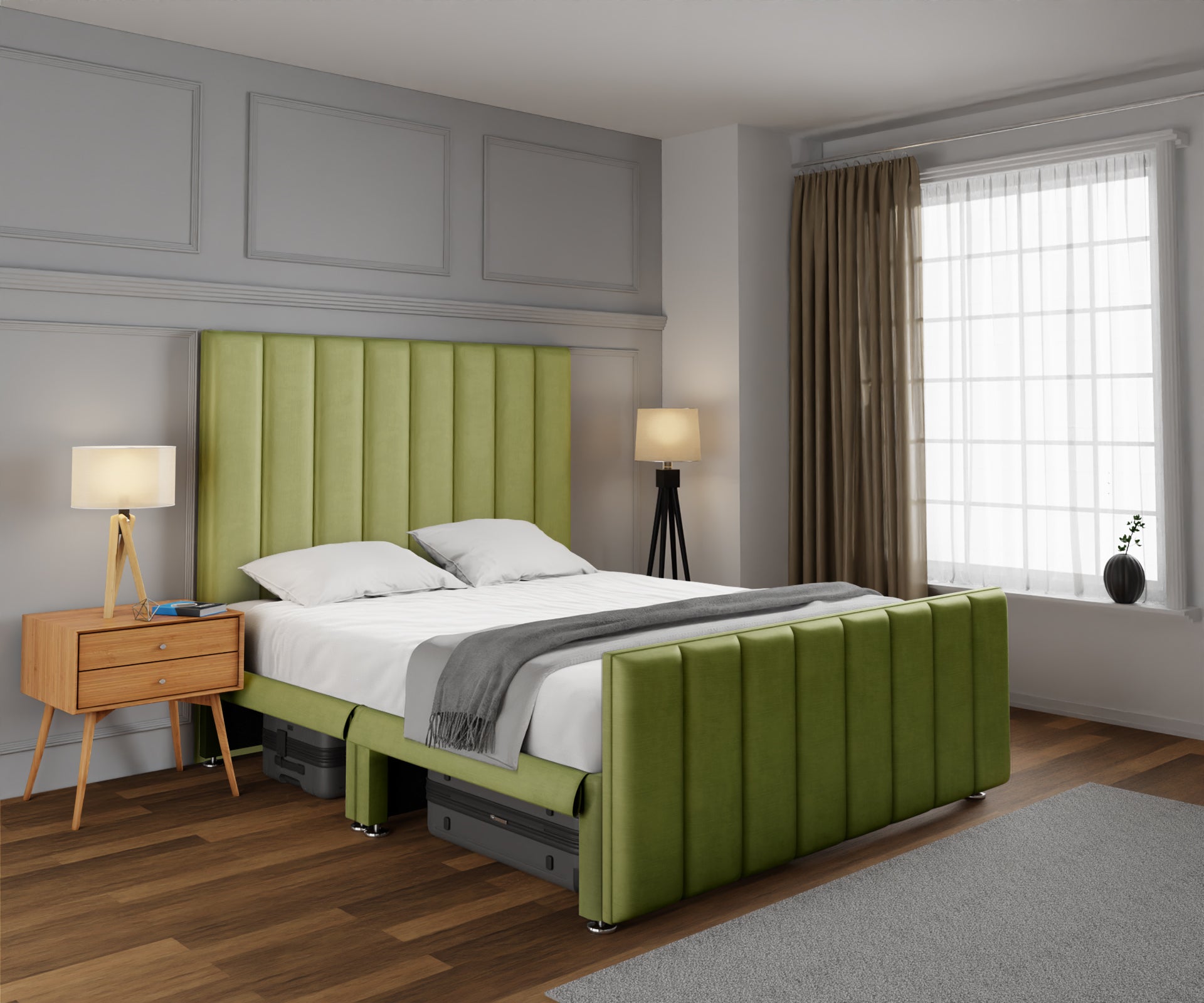 Amelia Petite Line Open Storage Bed Set With Footboard