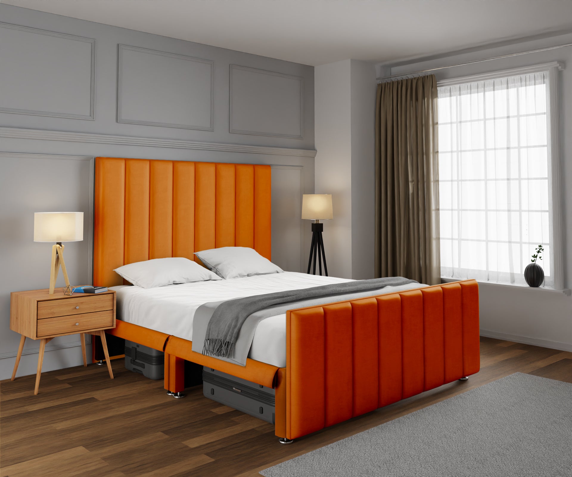 Amelia Petite Line Open Storage Bed Set With Footboard