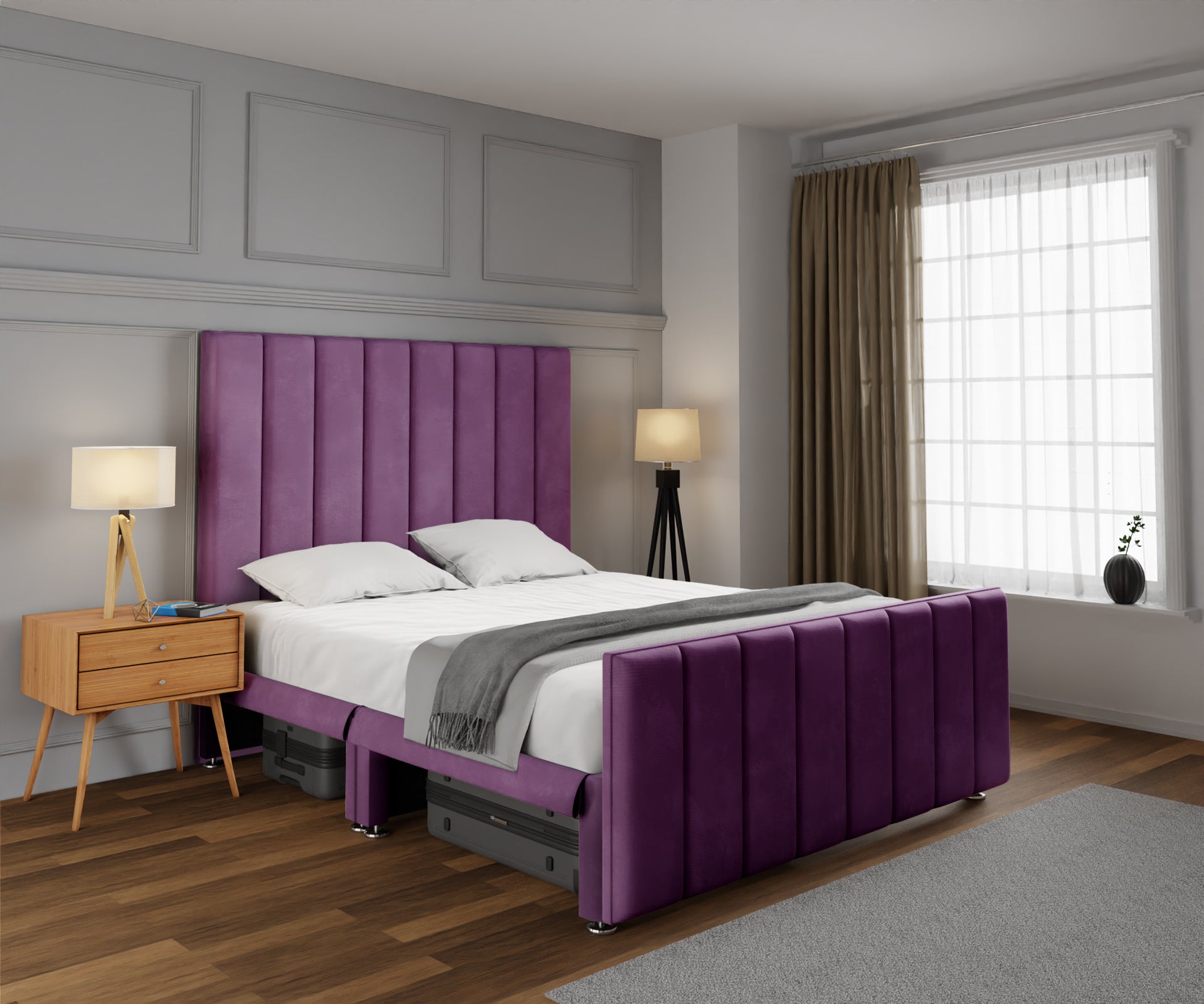 Amelia Petite Line Open Storage Bed Set With Footboard