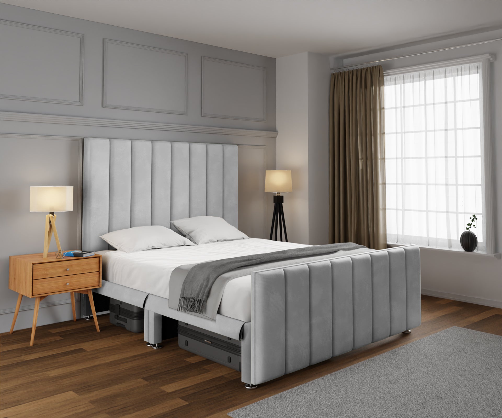 Amelia Petite Line Open Storage Bed Set With Footboard