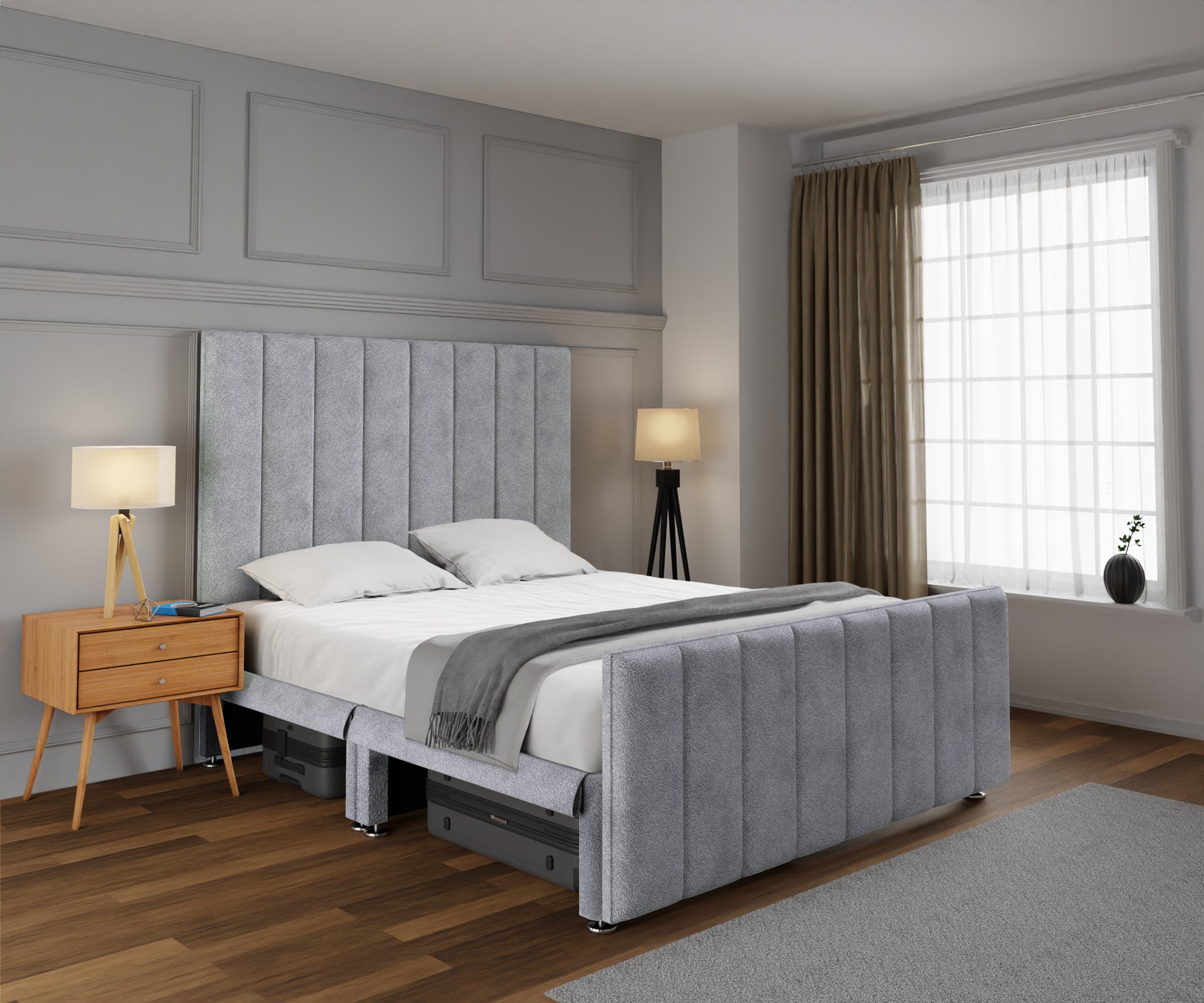 Amelia Petite Line Open Storage Bed Set With Footboard