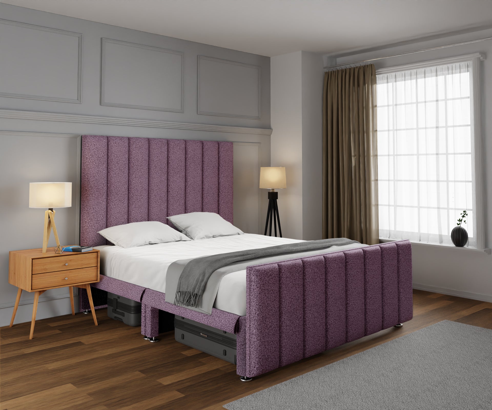 Amelia Petite Line Open Storage Bed Set With Footboard