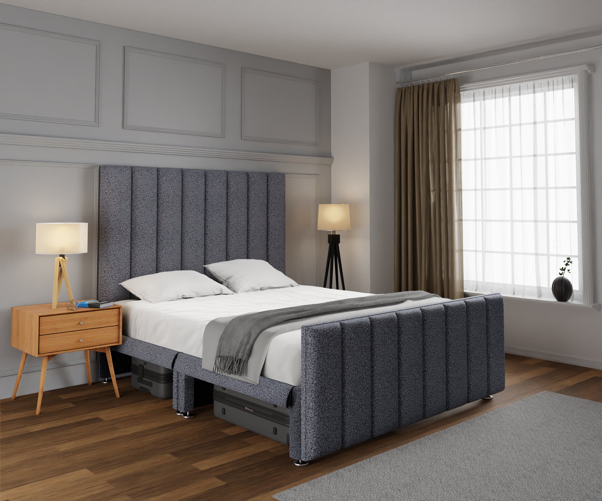 Amelia Petite Line Open Storage Bed Set With Footboard