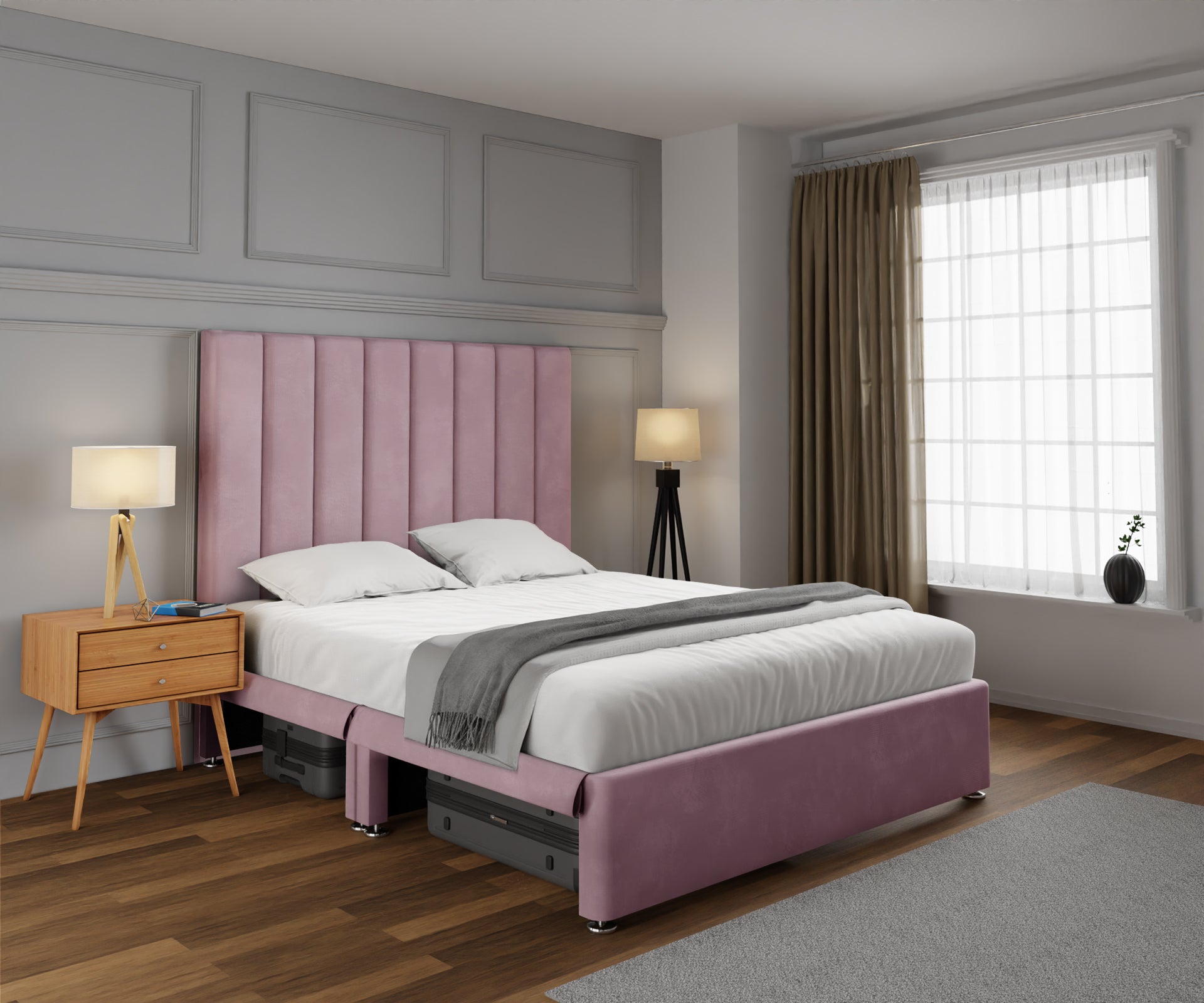 Amelia Petite Line Open Storage Divan Bed Set