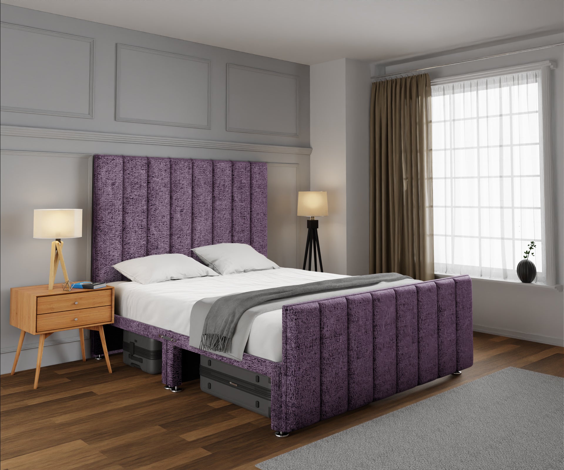 Amelia Petite Line Open Storage Bed Set With Footboard