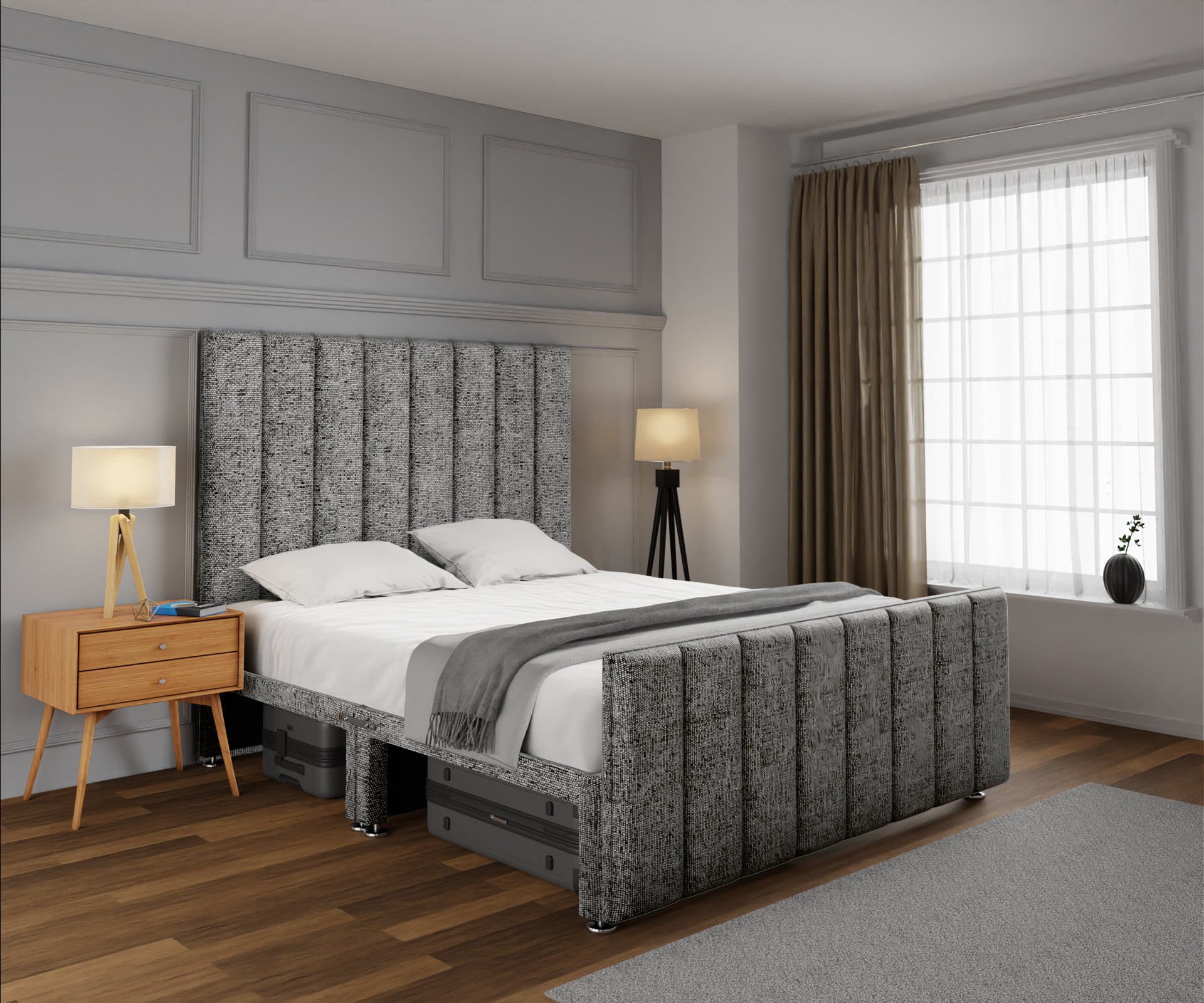 Amelia Petite Line Open Storage Bed Set With Footboard
