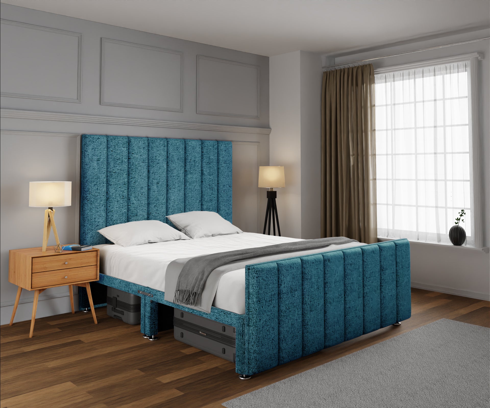Amelia Petite Line Open Storage Bed Set With Footboard