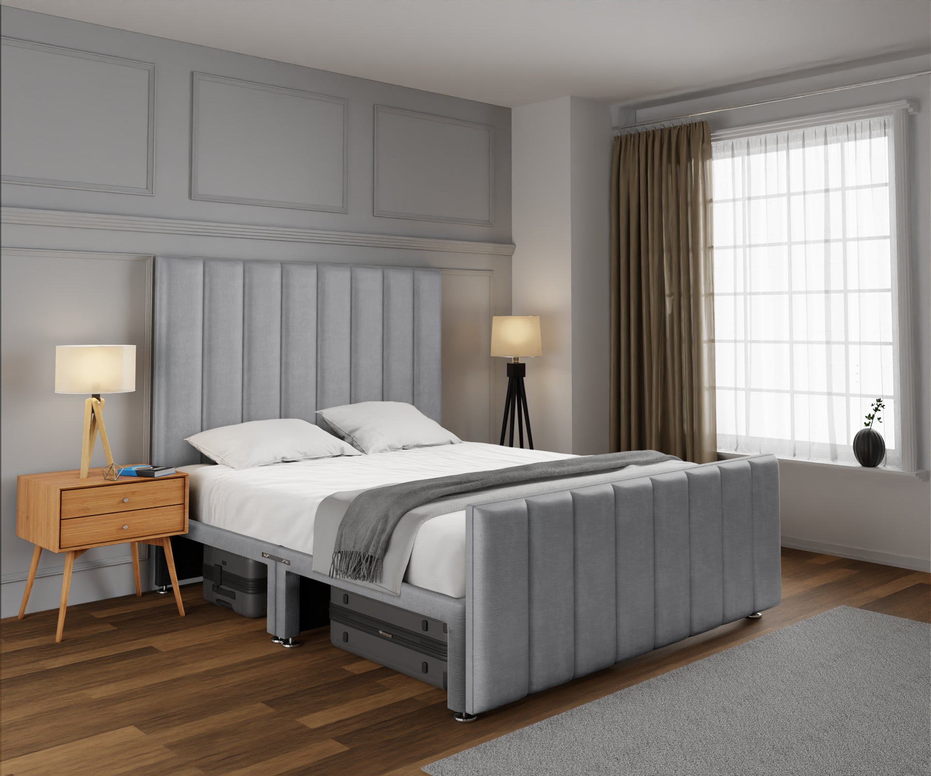 Amelia Petite Line Open Storage Bed Set With Footboard