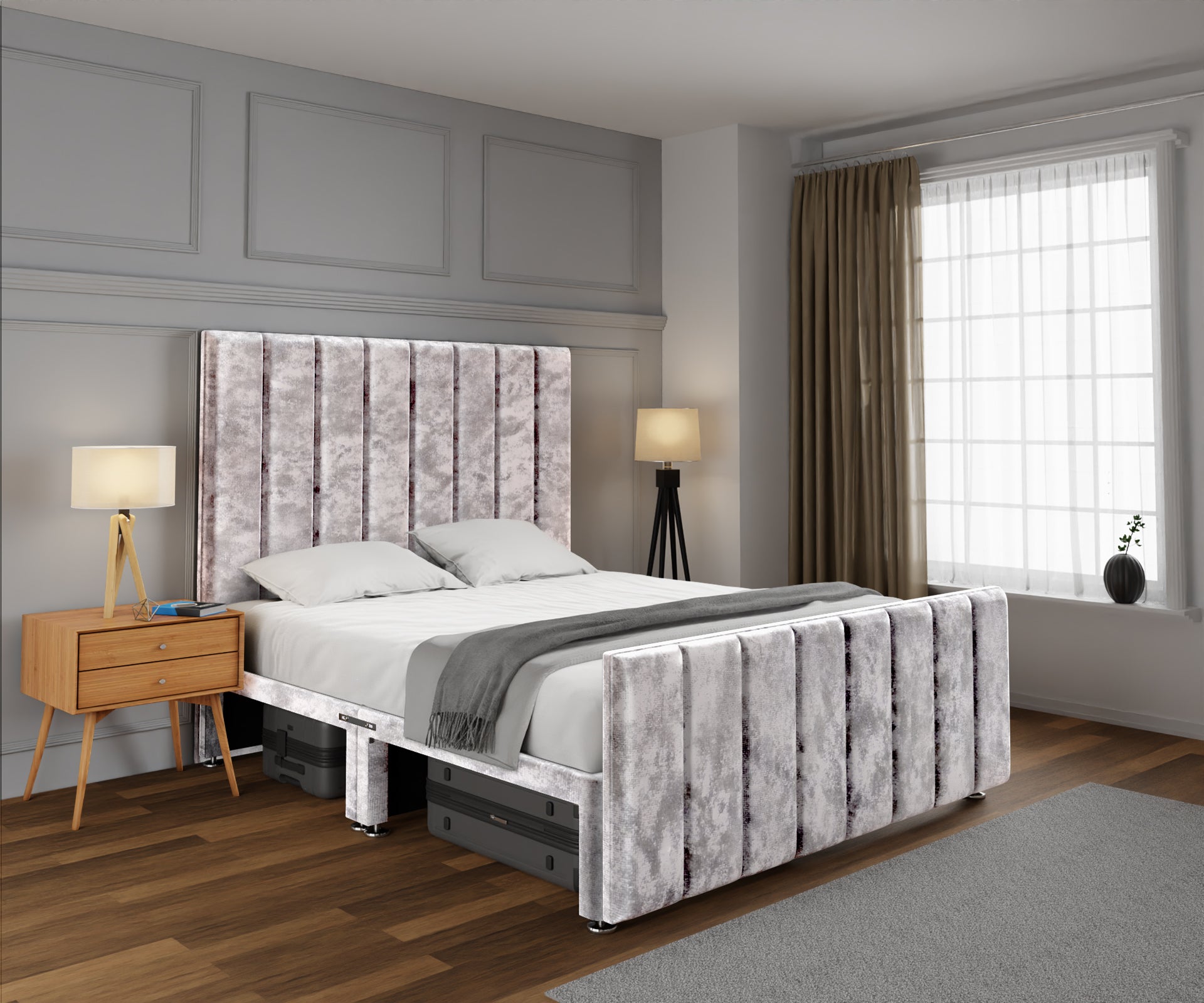 Amelia Petite Line Open Storage Bed Set With Footboard