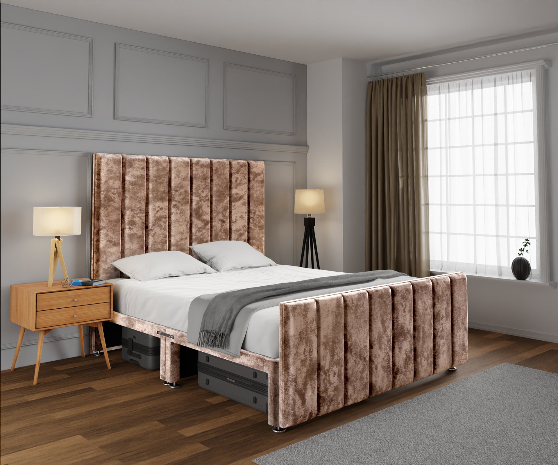 Amelia Petite Line Open Storage Bed Set With Footboard
