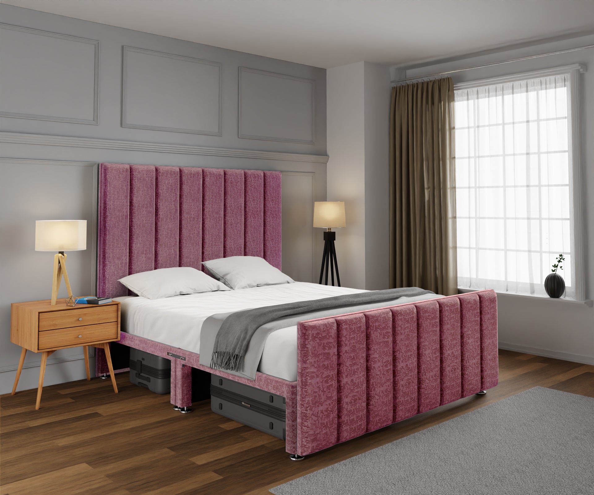 Amelia Petite Line Open Storage Bed Set With Footboard
