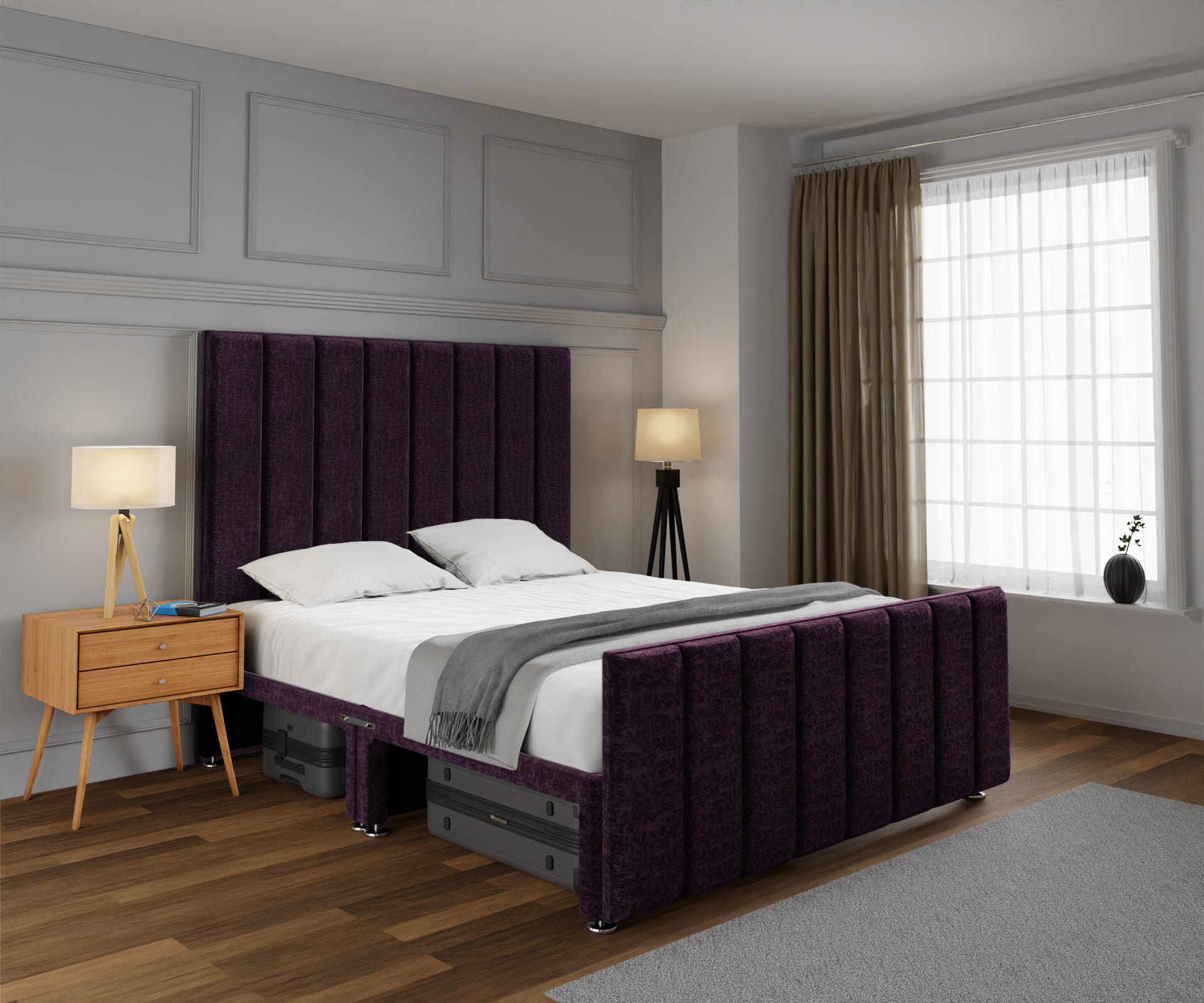 Amelia Petite Line Open Storage Bed Set With Footboard