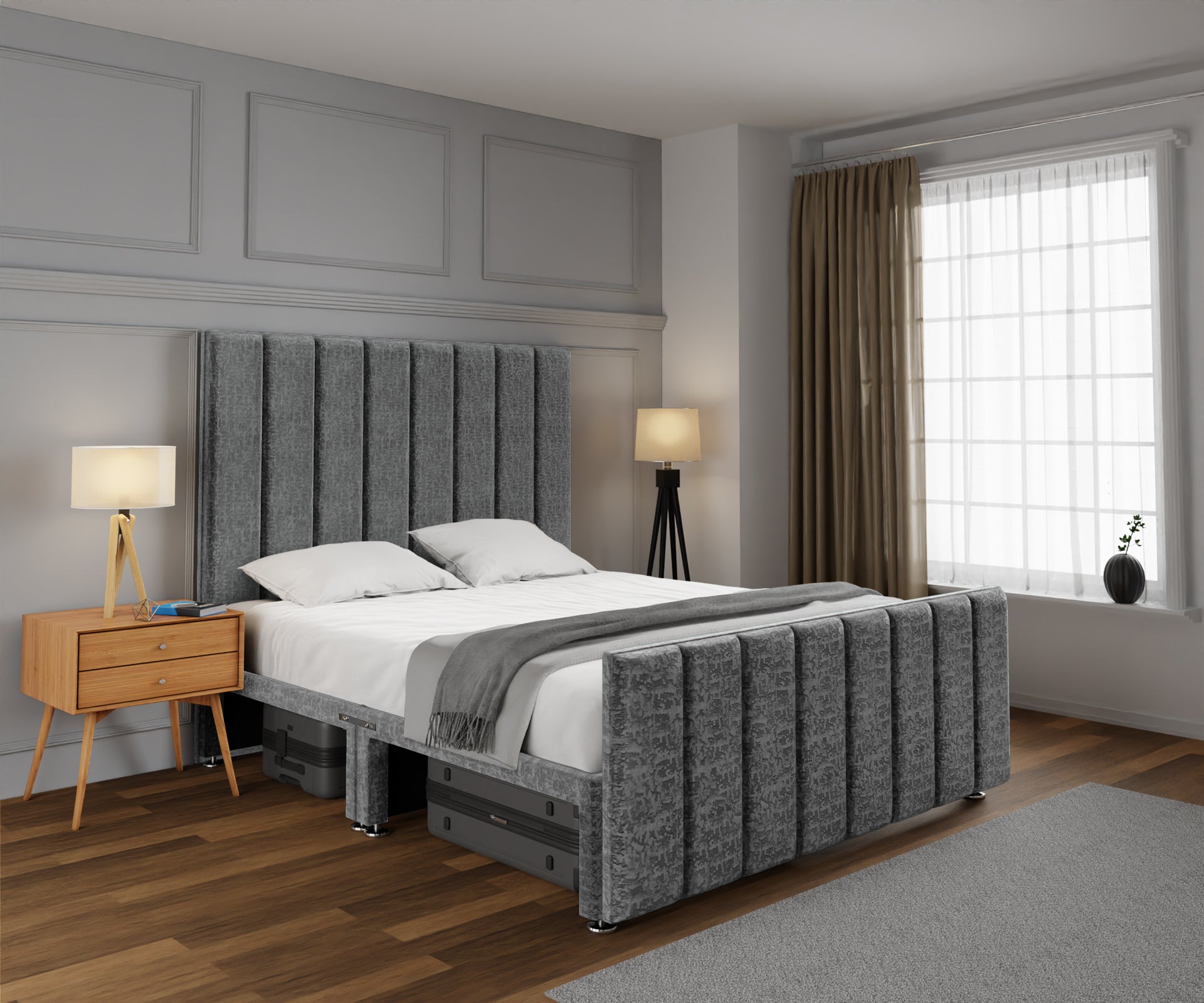 Amelia Petite Line Open Storage Bed Set With Footboard
