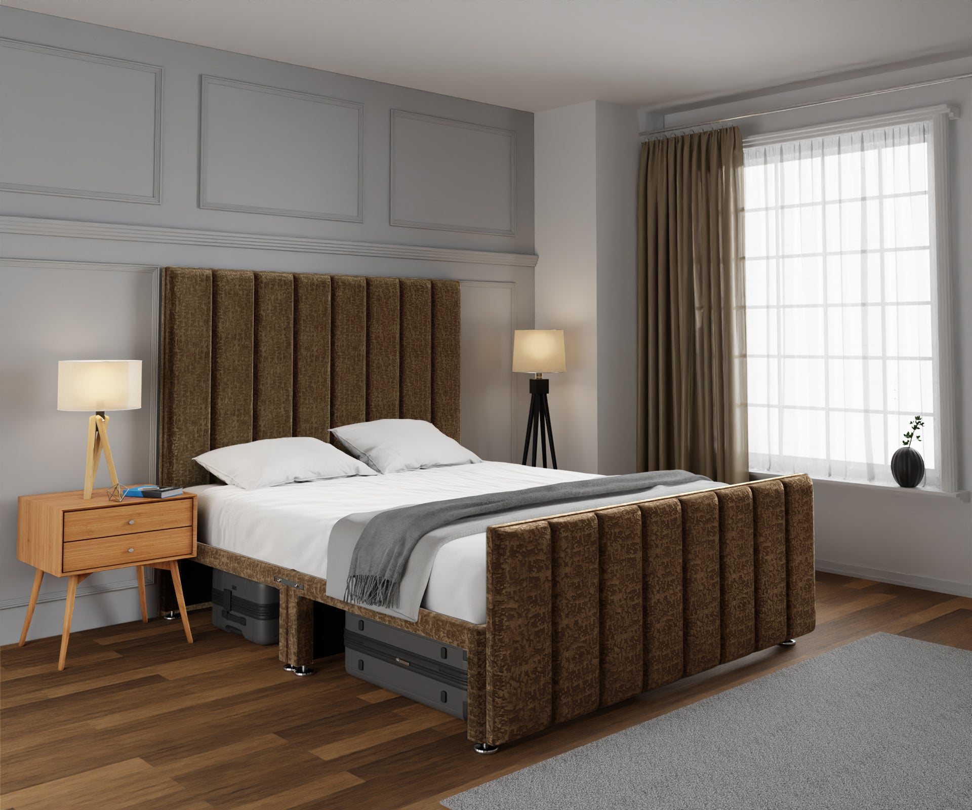 Amelia Petite Line Open Storage Bed Set With Footboard