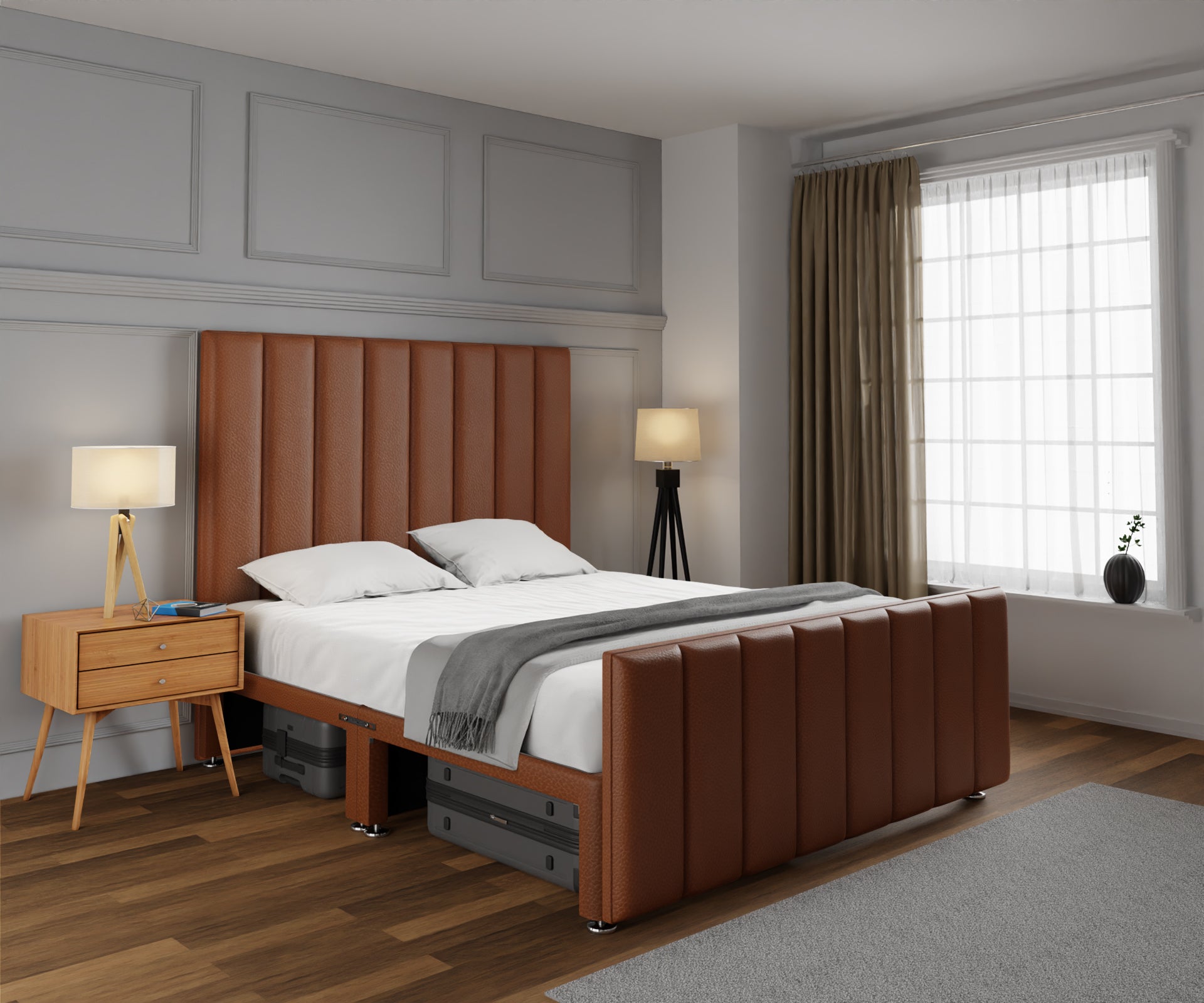 Amelia Petite Line Open Storage Bed Set With Footboard