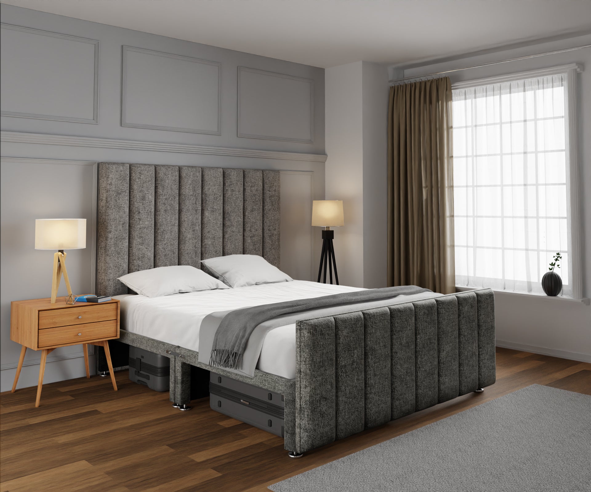 Amelia Petite Line Open Storage Bed Set With Footboard