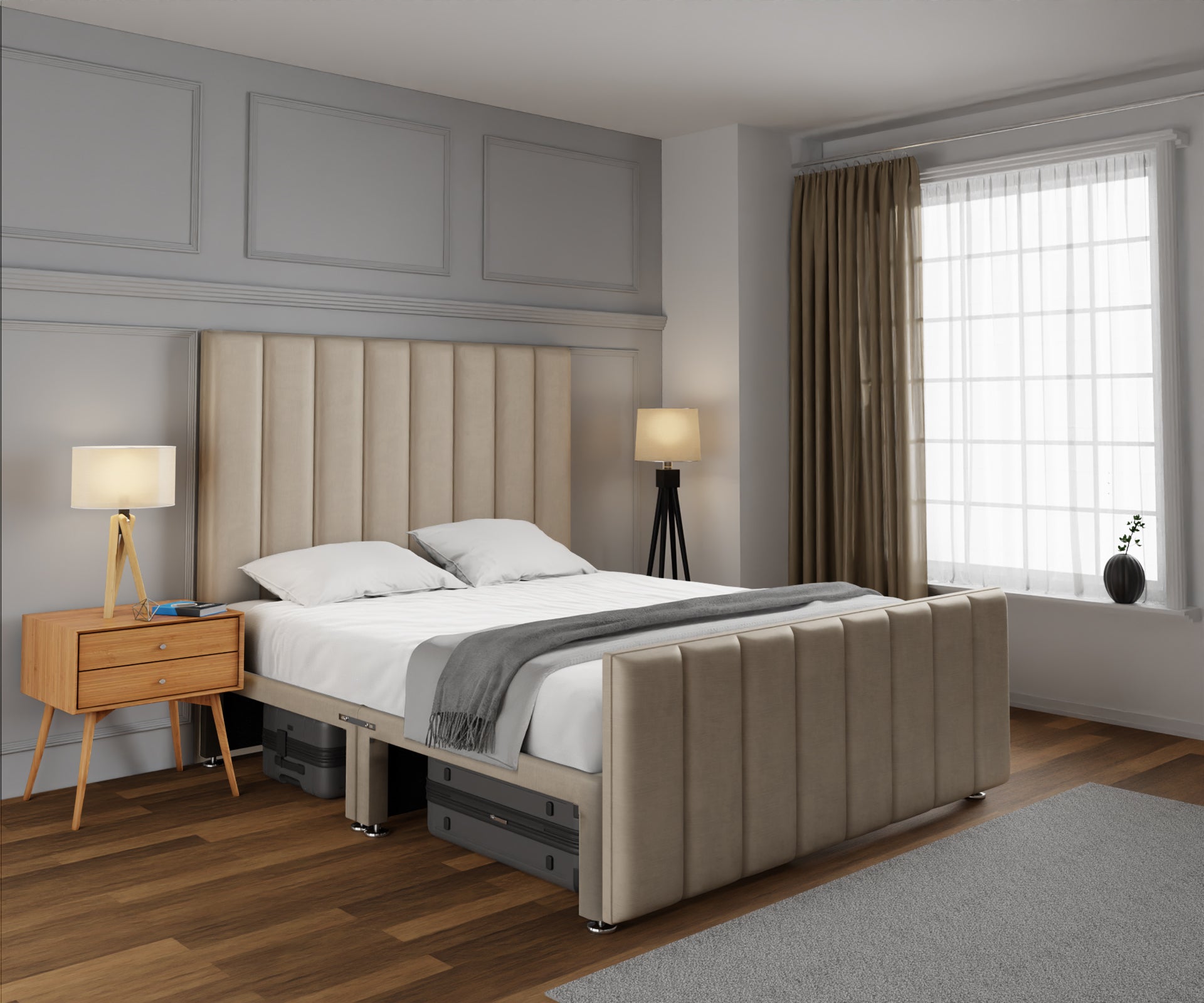 Amelia Petite Line Open Storage Bed Set With Footboard