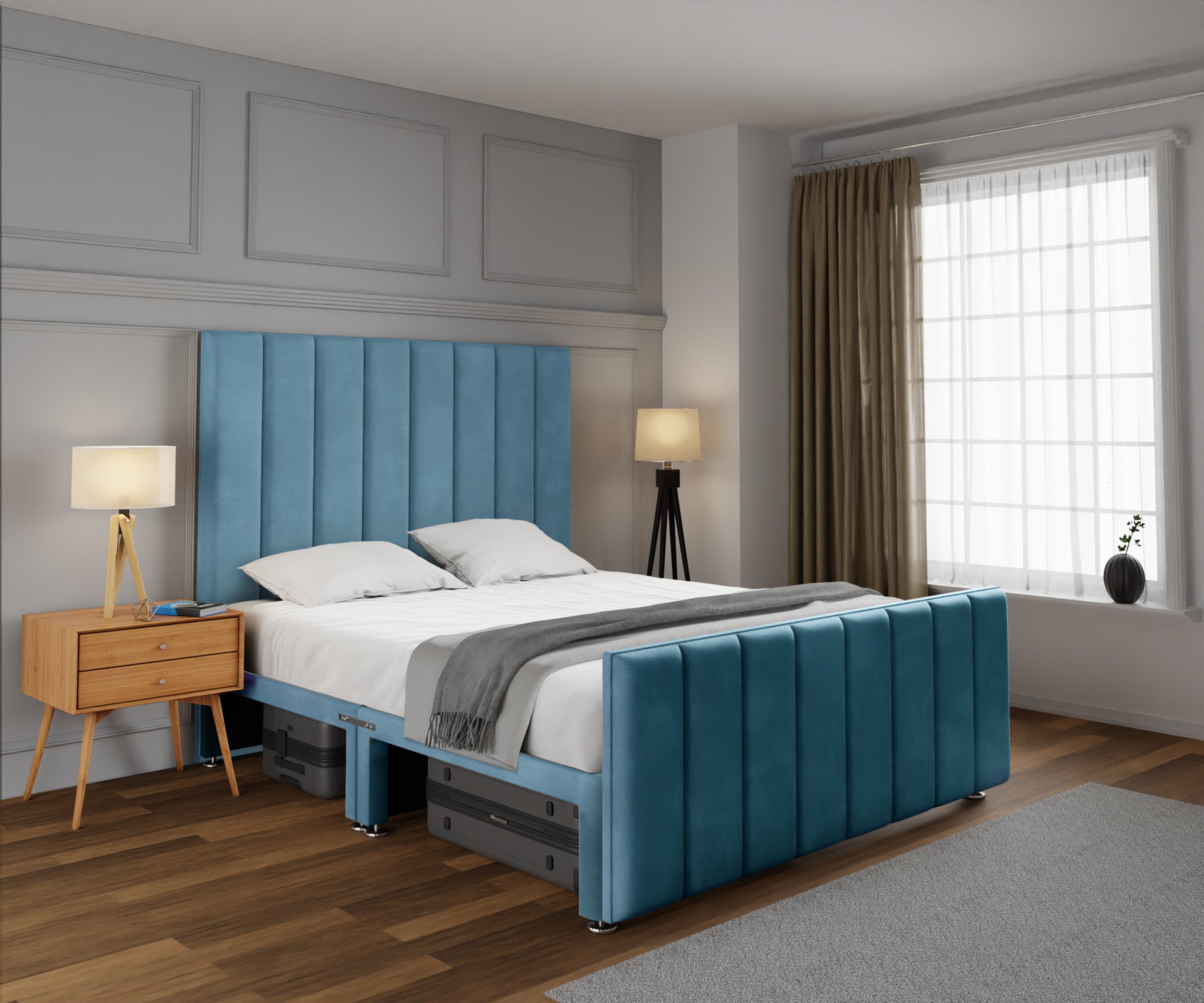 Amelia Petite Line Open Storage Bed Set With Footboard
