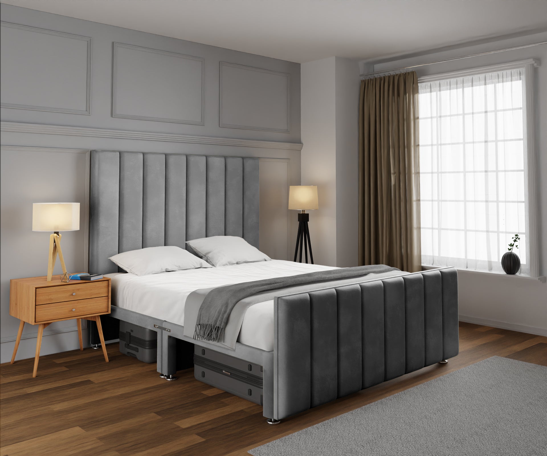 Amelia Petite Line Open Storage Bed Set With Footboard