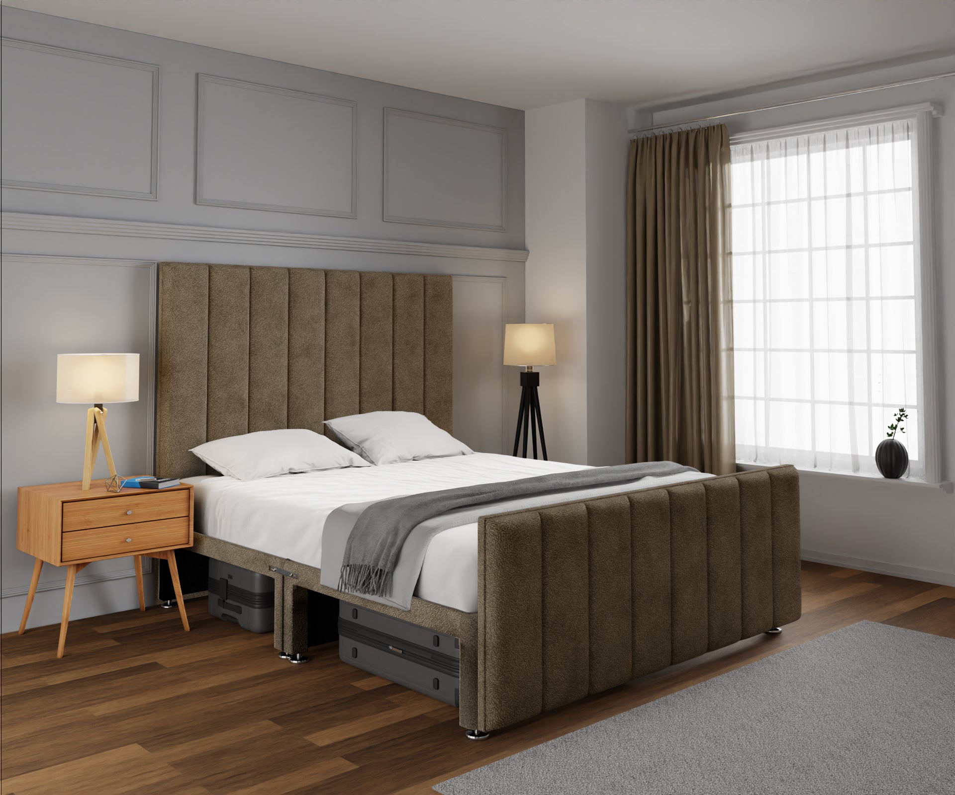 Amelia Petite Line Open Storage Bed Set With Footboard