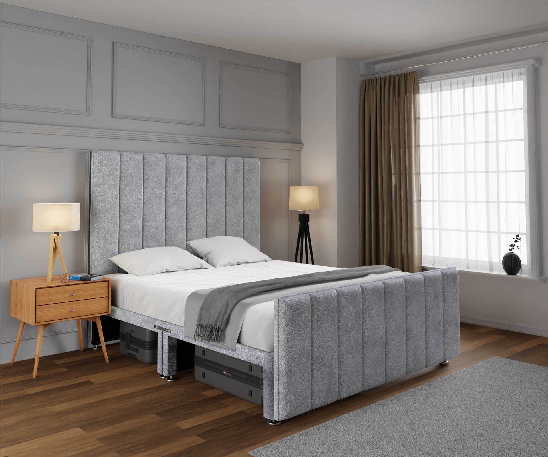 Amelia Petite Line Open Storage Bed Set With Footboard