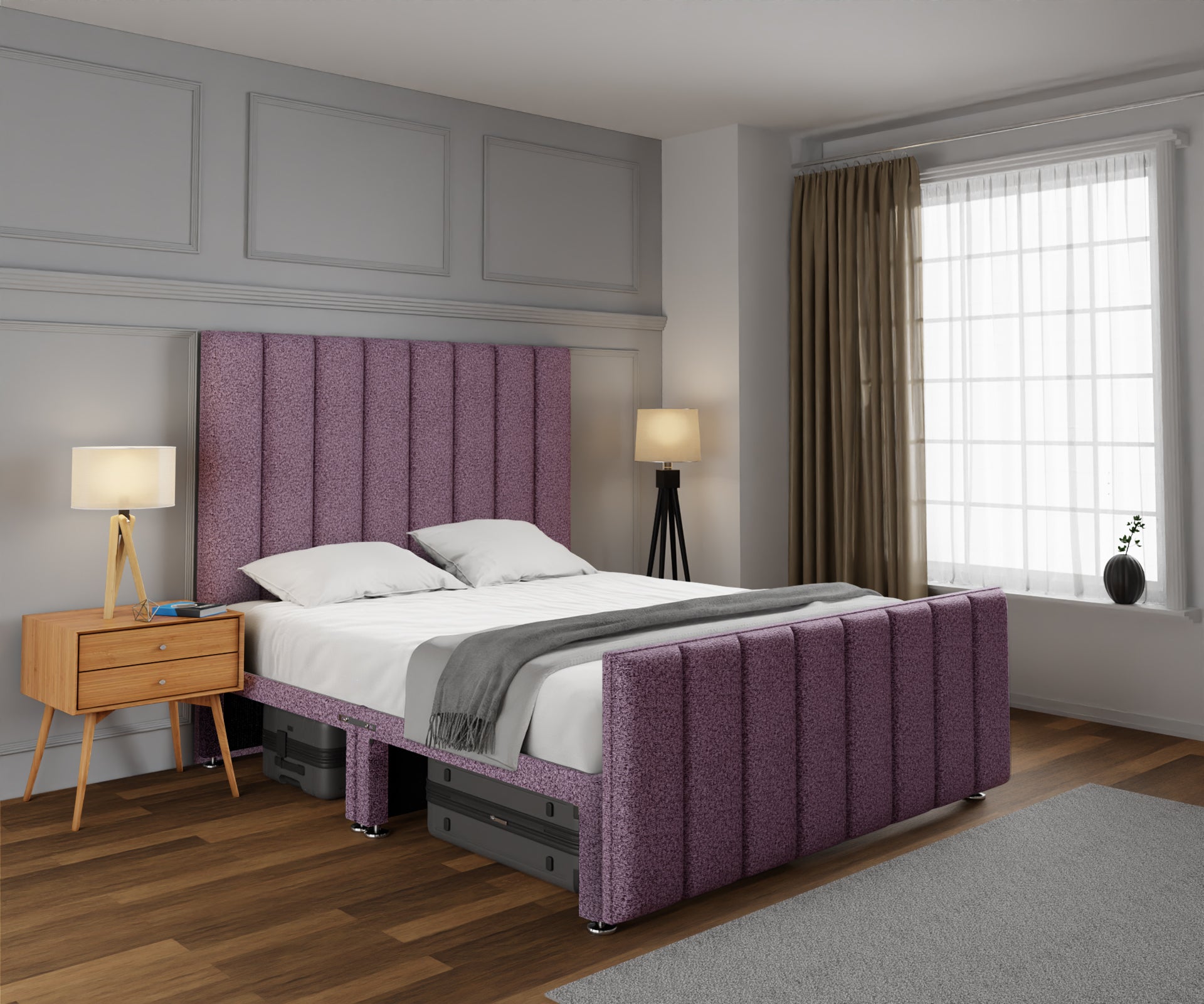 Amelia Petite Line Open Storage Bed Set With Footboard