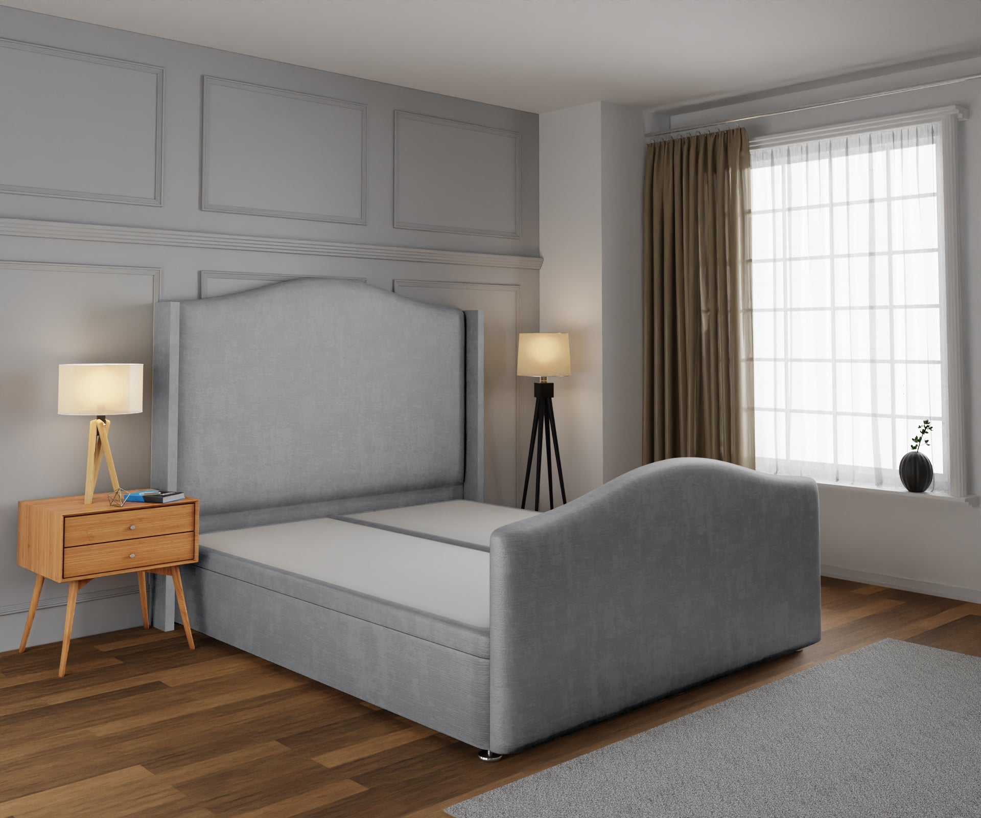 Arabella Winged Ottoman Storage Divan Bed Base And Headboard With Footboard