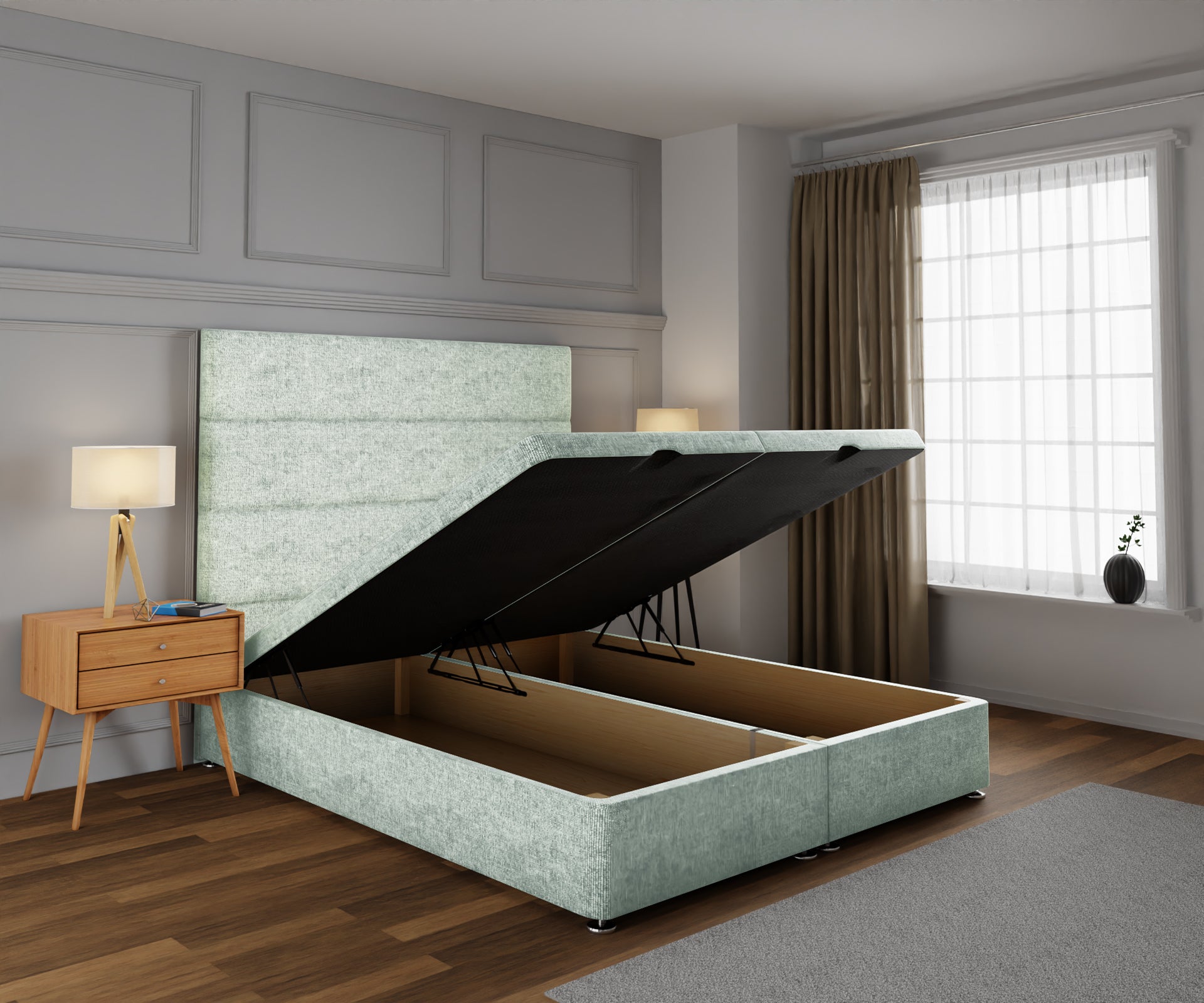 Ava Ottoman Storage Divan Bed Base With Headboard