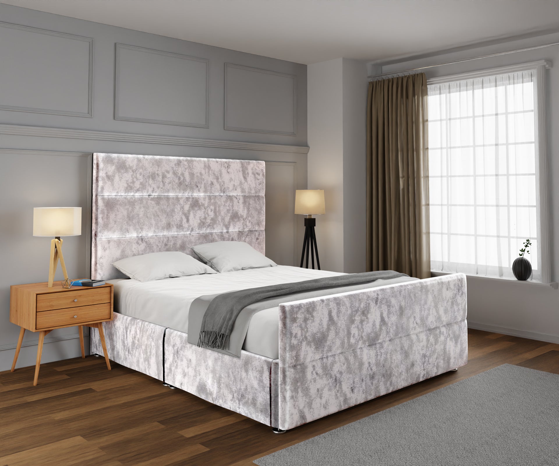 Ava Open Storage Divan Bed Set With Footboard