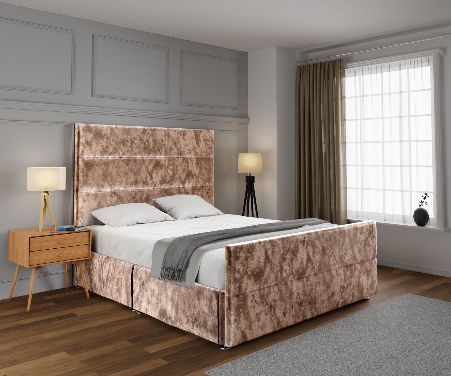 Ava Open Storage Divan Bed Set With Footboard