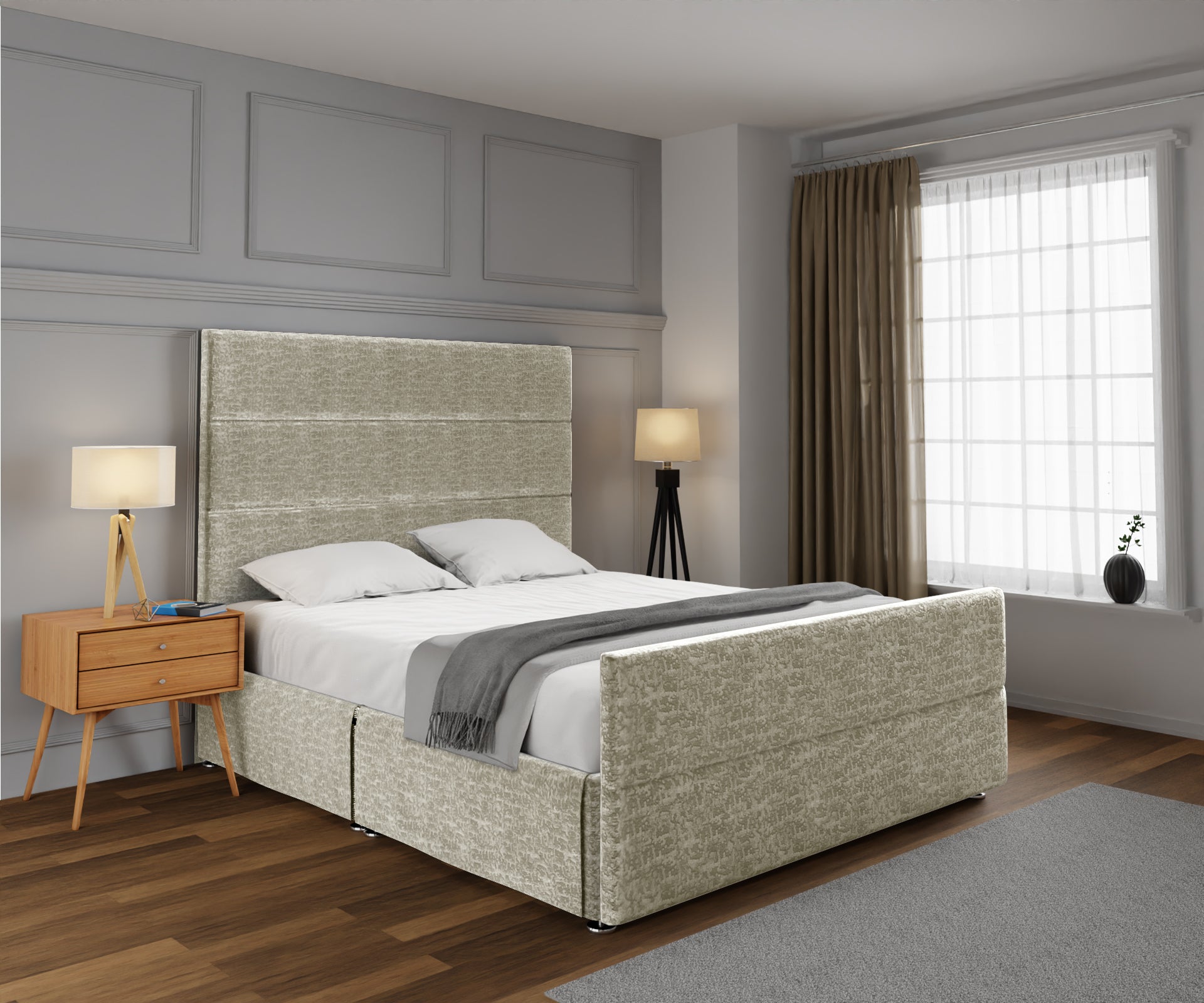 Ava Open Storage Divan Bed Set With Footboard