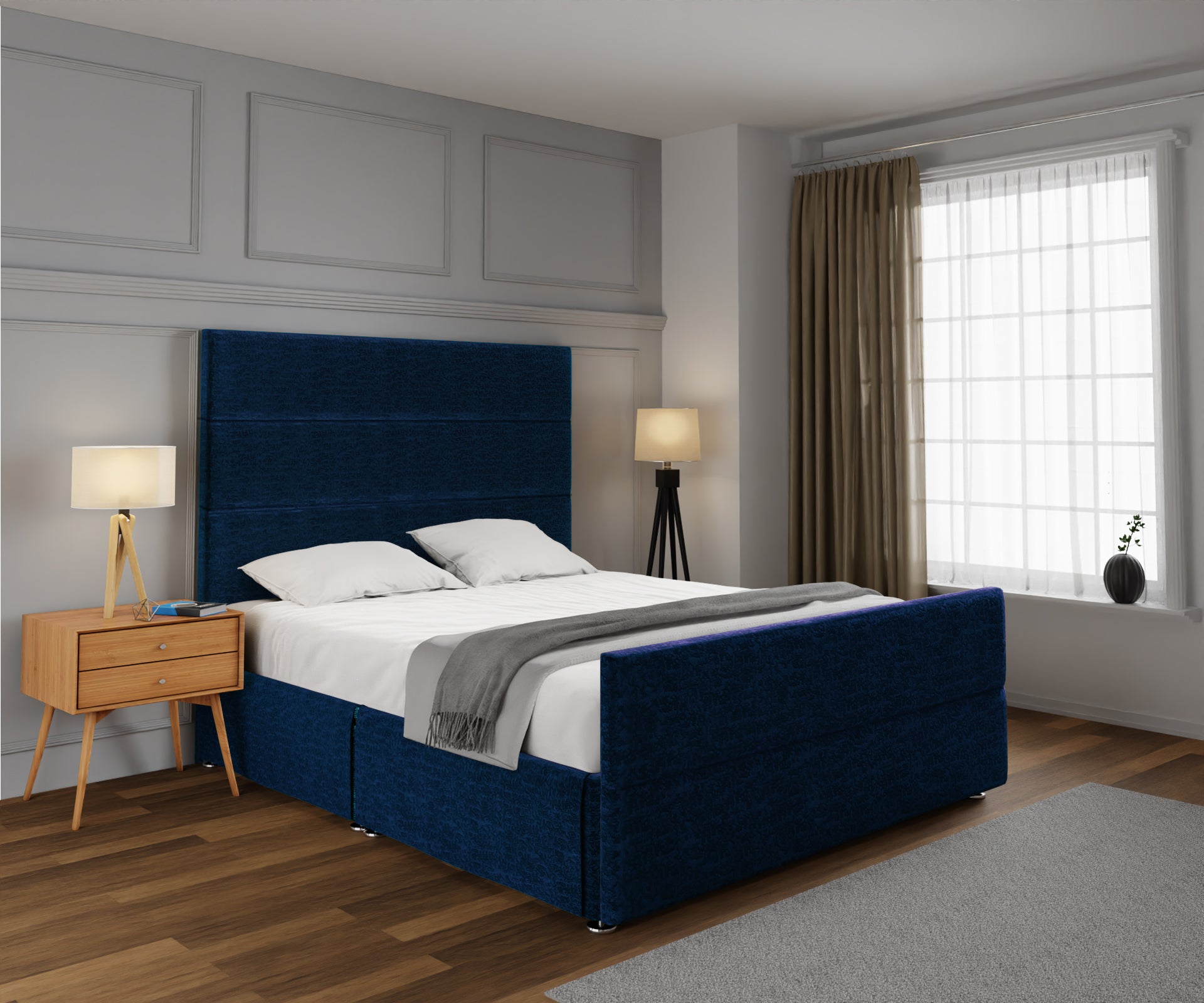 Ava Open Storage Divan Bed Set With Footboard